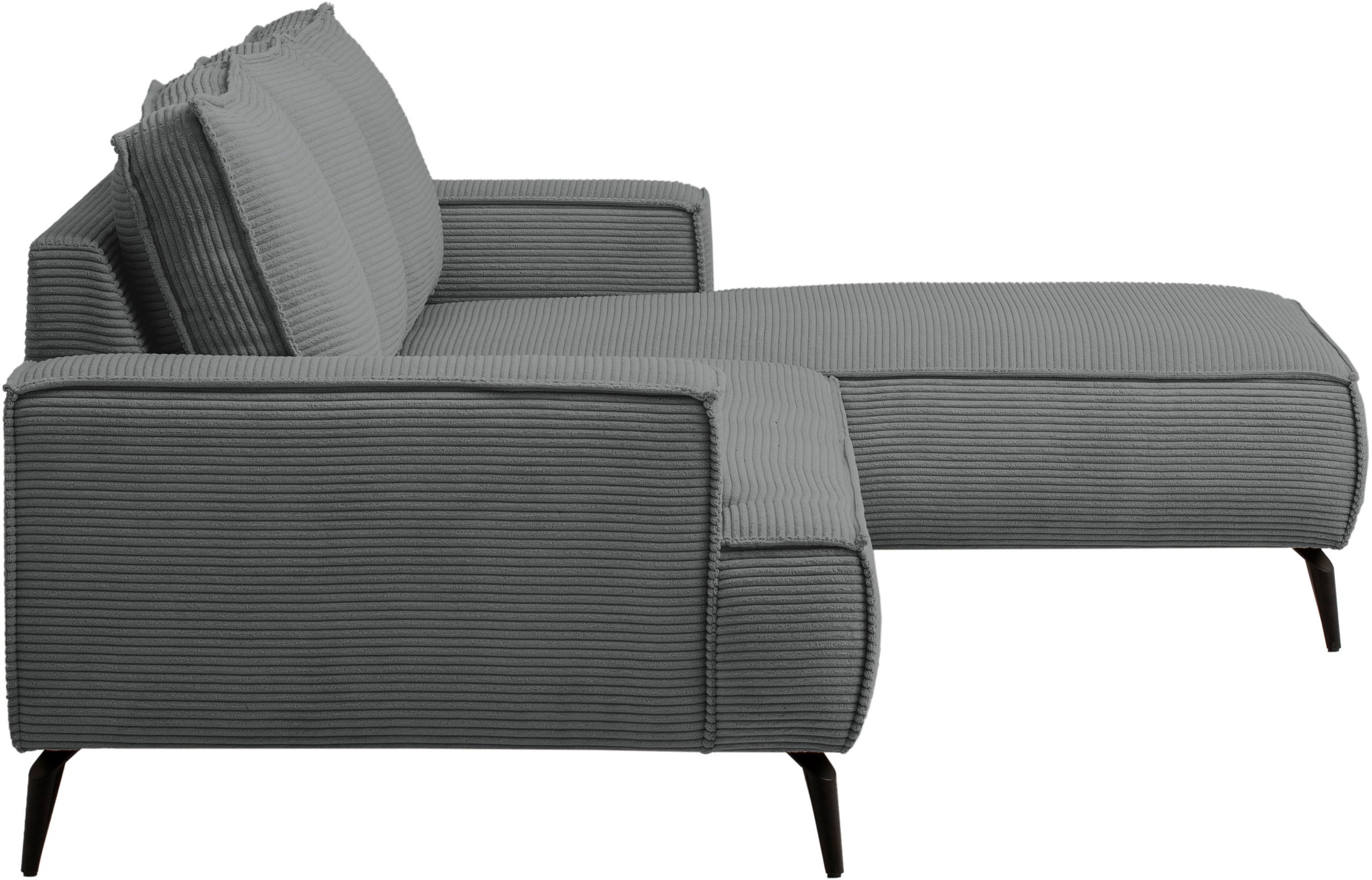 andas Ecksofa »TVINNU, L-Form in Cord, Sofa«, wahlweise Recamiere rechts/links, schwarze Füsse, bequemer Sitzkomfort