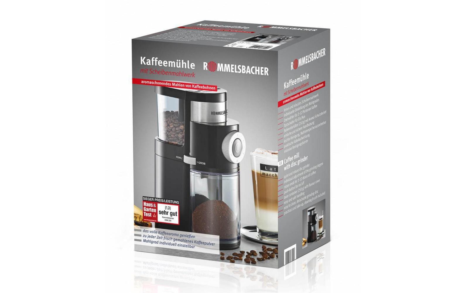 Rommelsbacher Kaffeemühle »20.EKM 200«, 110 W, Scheibenmahlwerk, 250 g Bohnenbehälter