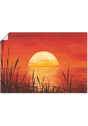 Wandbild »Roter Sonnenuntergang am Ozean«, Bilder vom Sonnenuntergang & -aufgang (1...