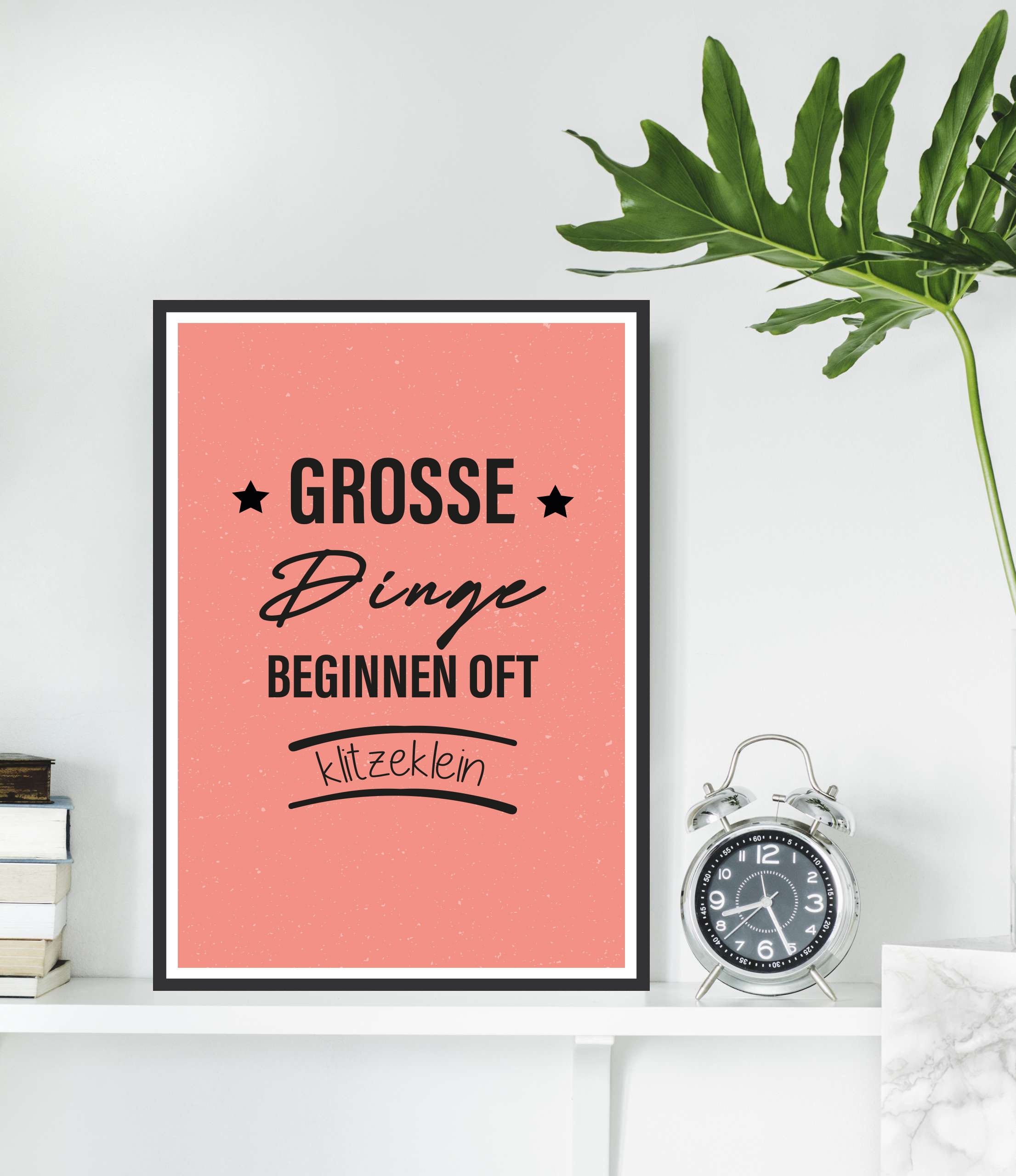 queence Metallbild »Grosse Dinge«, Sprüche-Schriftzug-Sprüche-Sprüche & Texte-Motivationsbilder-Sterne, (1 St.), Stahlschild, Blechschild, Spruch, Motivation
