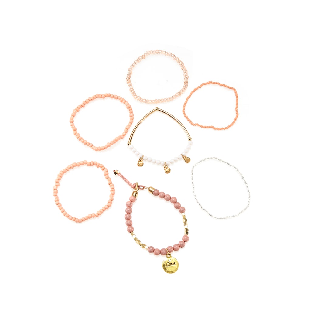 LASCANA Armketten Set »Perlenarmband Set«, elastisches Armband mit Anhänger, Armband Set