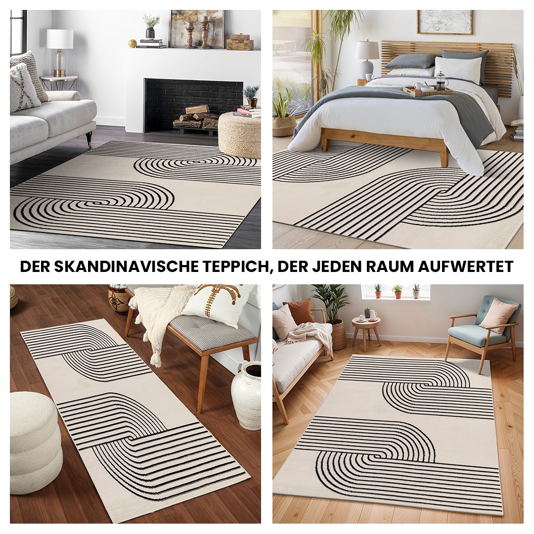 Livabliss Teppich »DEHLI«, rechteckig, 11 mm Höhe, Skandinavischer Teppich, Moderner Kurzflor Boho-Wohnzimmerteppich