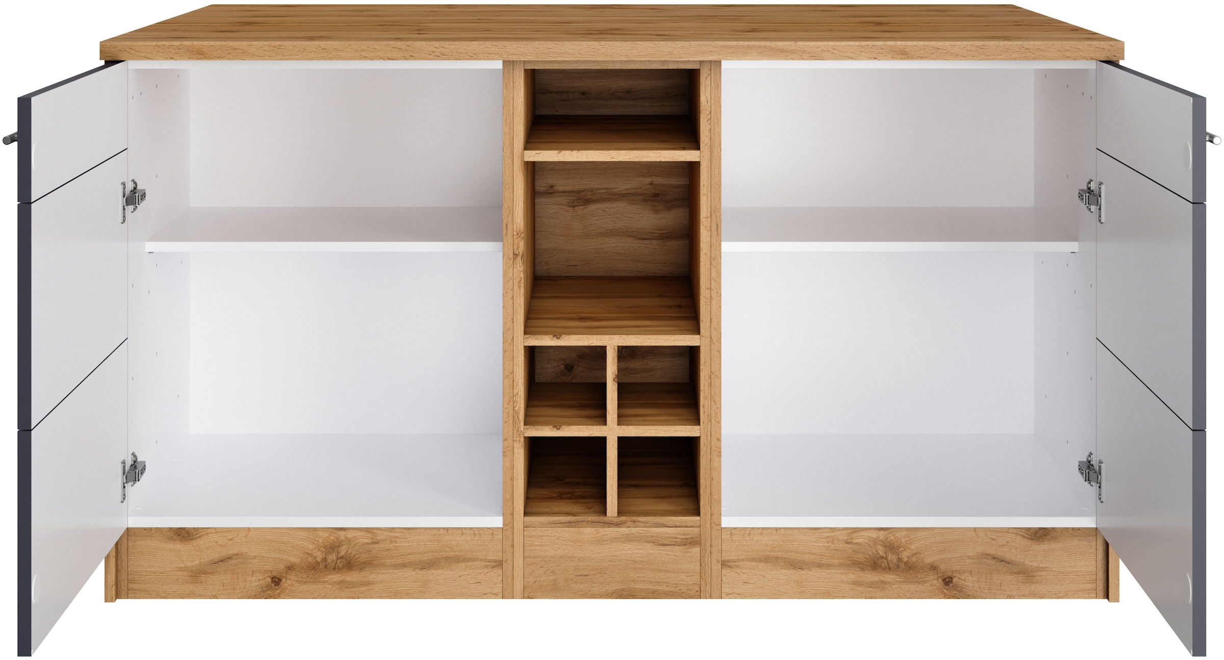 KOCHSTATION Kücheninsel »KS-Wien« Breite 153 cm, MDF-Fronten, Flaschenregal