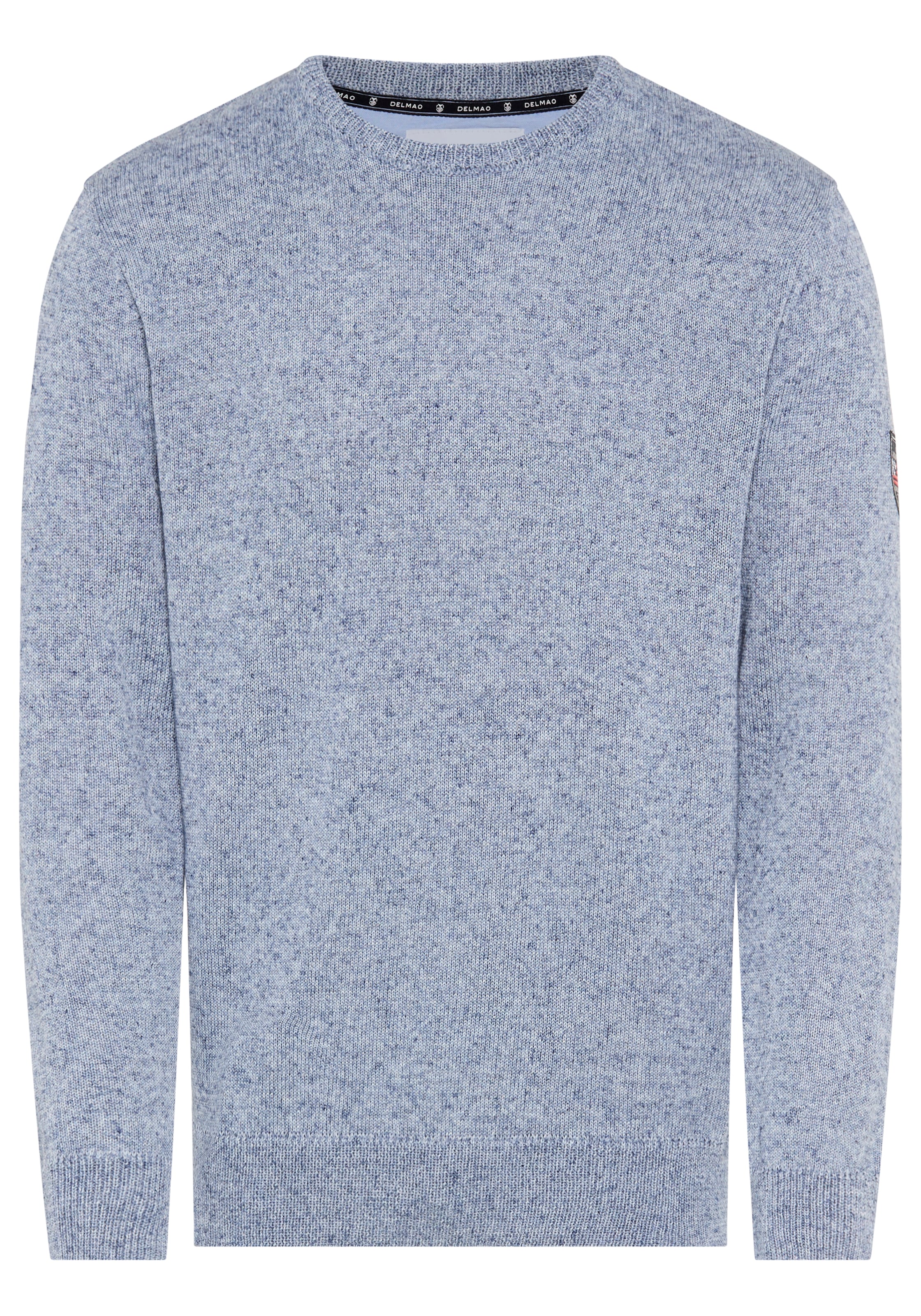 DELMAO Pull à col rond »Neue Kollektion! Sommerlicher Leinenanteil« Rundhalsausschnitt, regular fit, Langarm, melierte Optik
