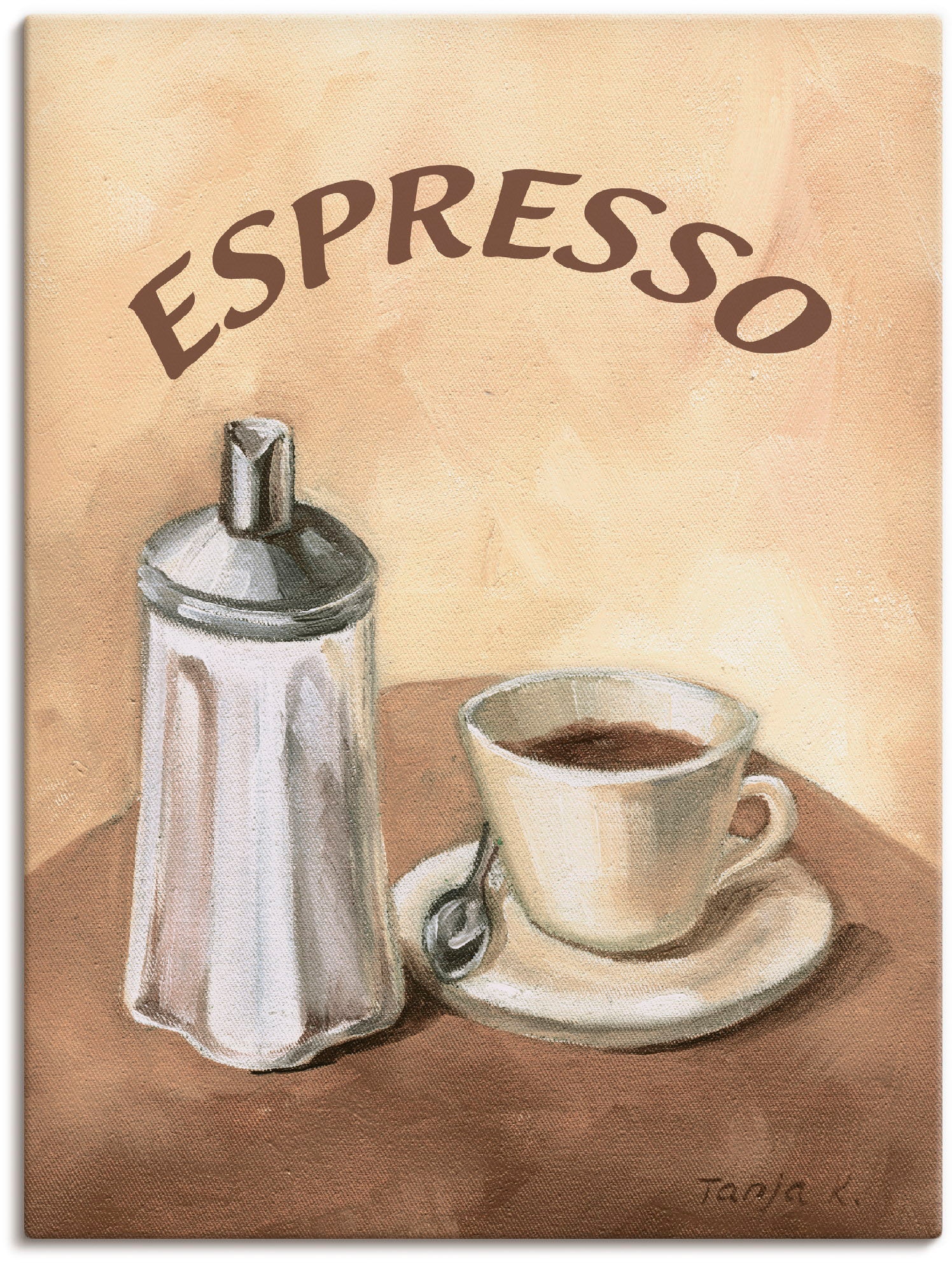 Image of Artland Leinwandbild "Espresso II" Getränke 1 Stk. tlg. auf Holzrahmen gespannt