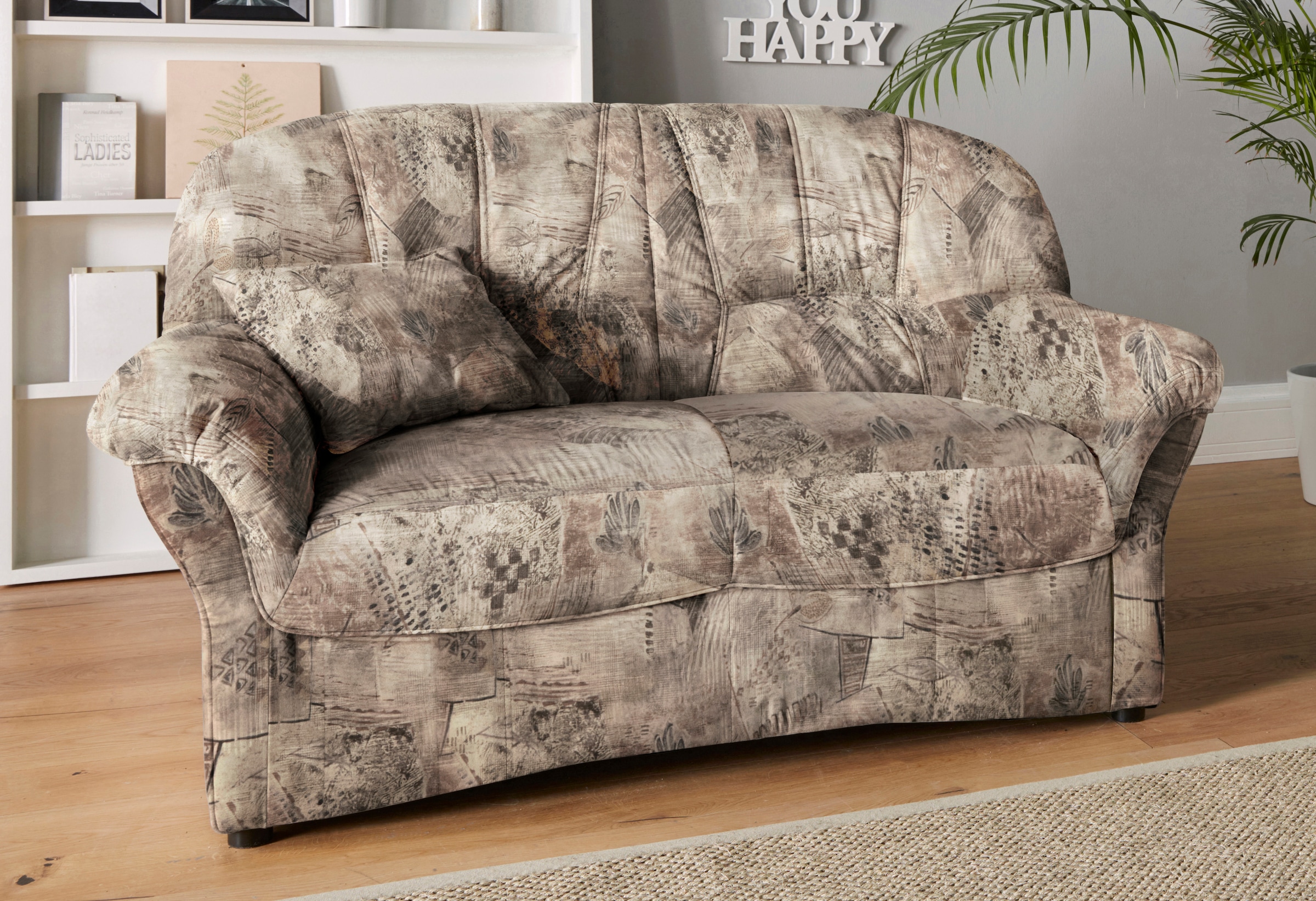 DOMO collection 2-Sitzer »Bahia Couch, B/T: 153/92 cm, belastbar bis 140kg/ Sitz, mit Federkern«, Microfaser MELROSE®, mocca