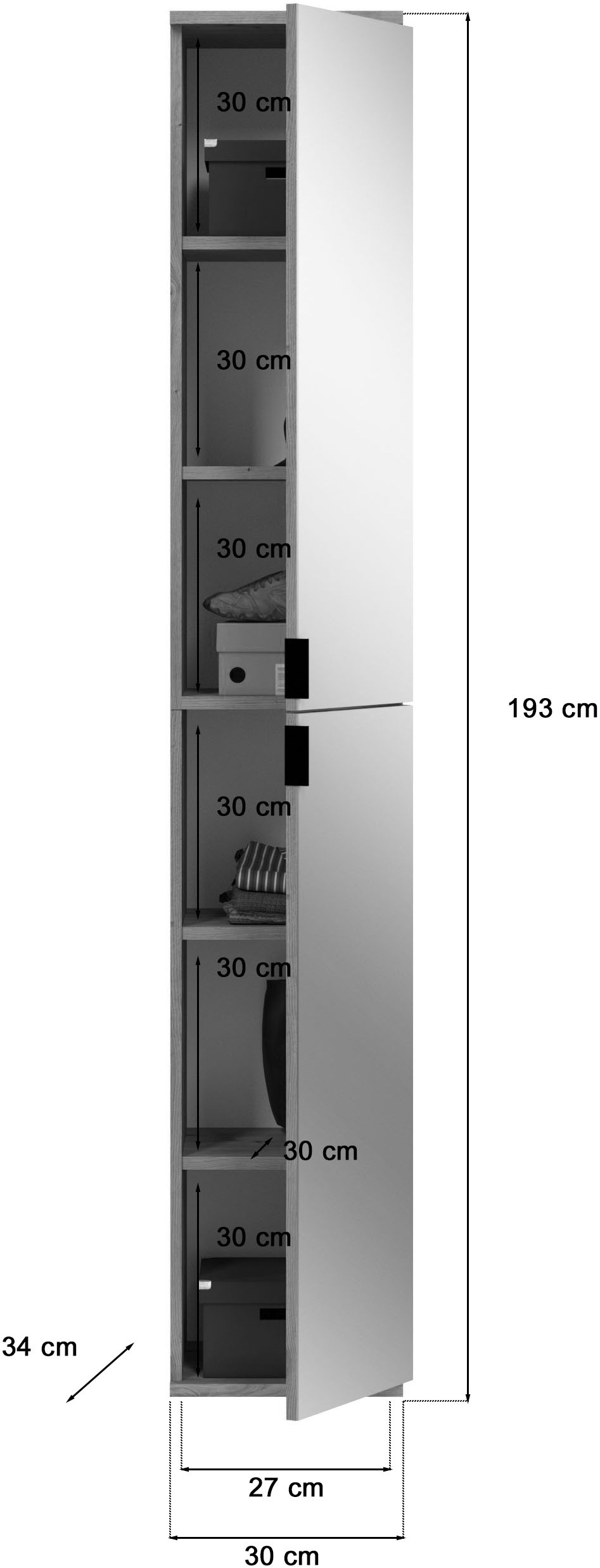 INOSIGN Garderoben-Set »Trondheim, 91 cm, best. aus 2 Schränken, 6 Spiegeltüren, 15 Fächer«, (Set, 2 St.), inkl. ausziehbarer Kleiderstange, Garderobenschrank, Kleiderschrank