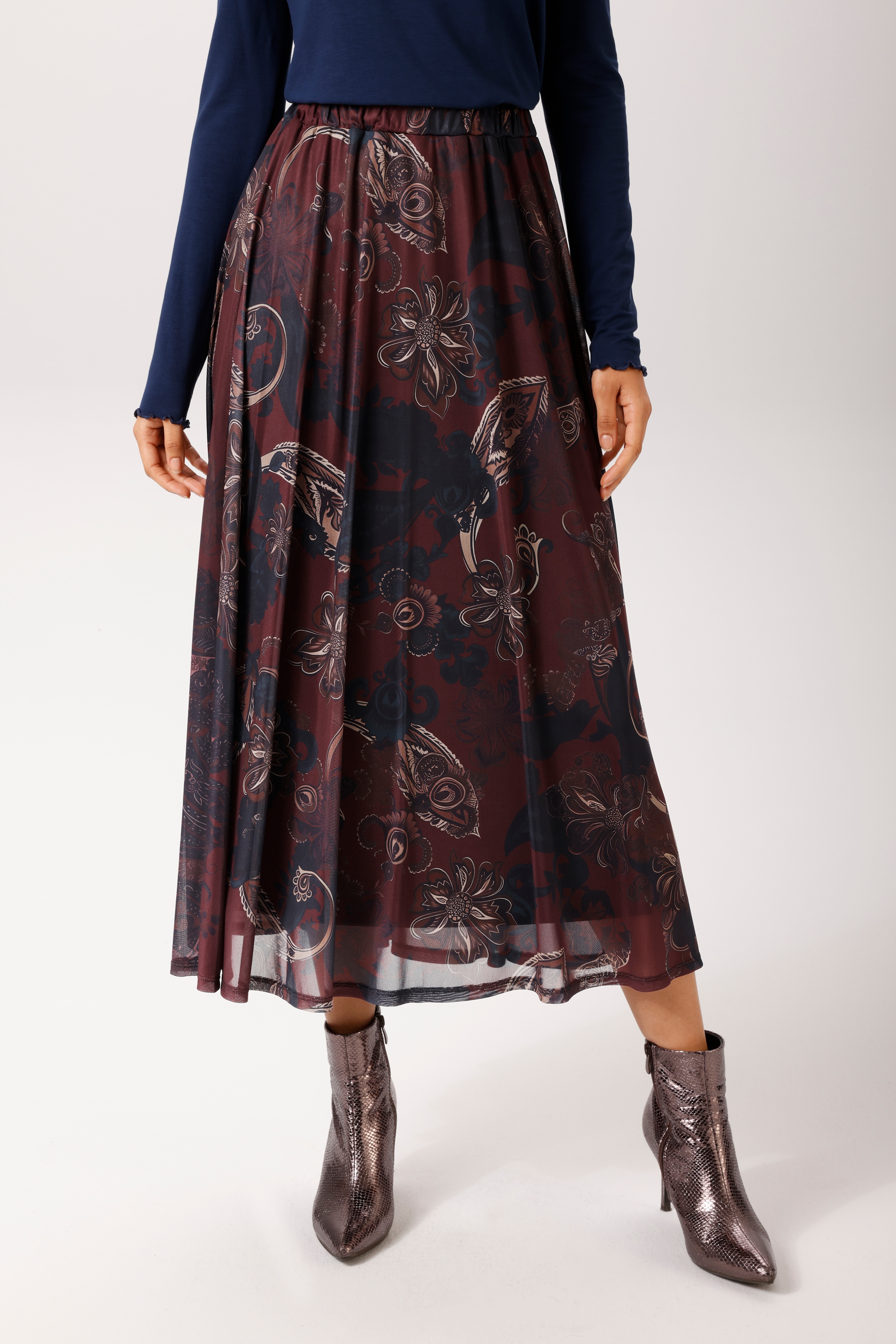 Image of Aniston CASUAL Maxirock mit grossflächigen, grafischen Blumendruck - NEUE KOLLEKTION