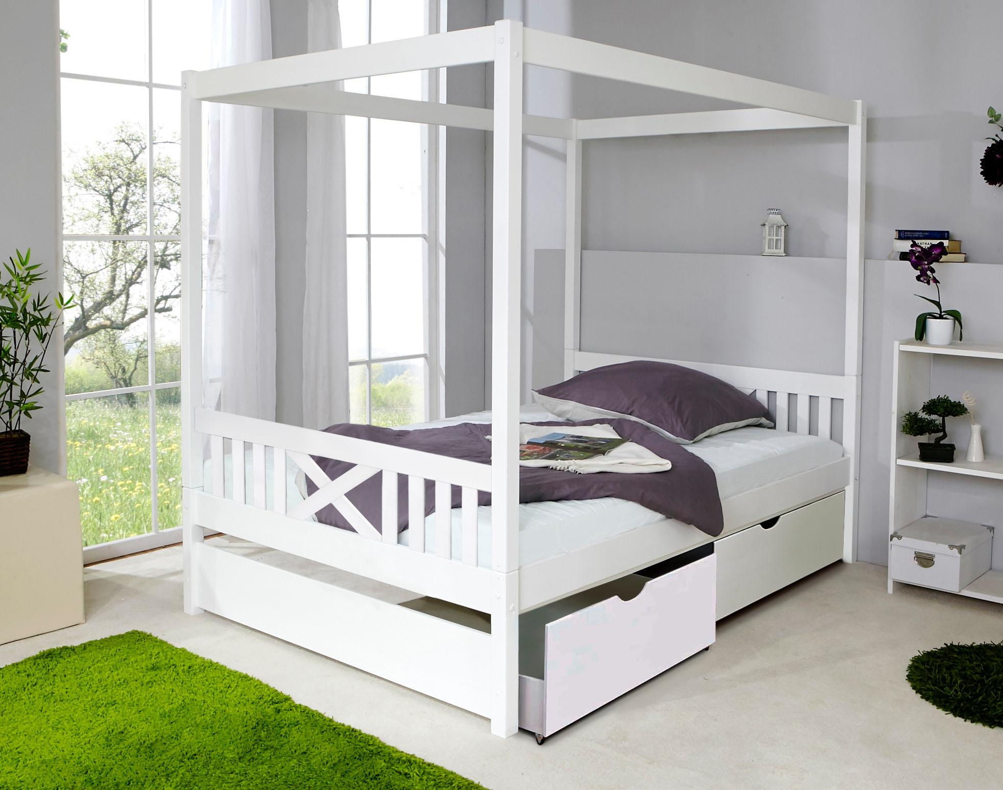 Ticaa Himmelbett »Lino«, Himmelbett, inkl. Schubkasten und Rollrost