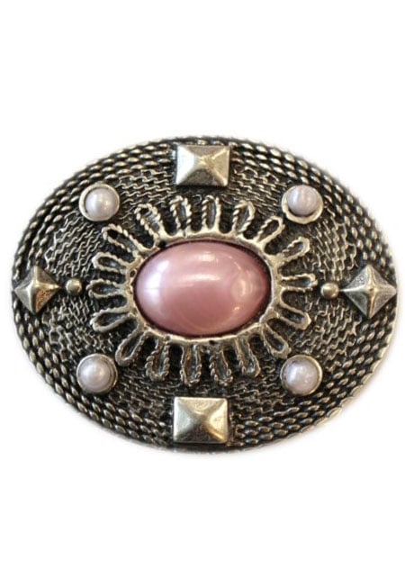 Image of Rettungsring Gürtel Gürtelschnalle Wechselschnalle "Oval Mit Rosa Stein"