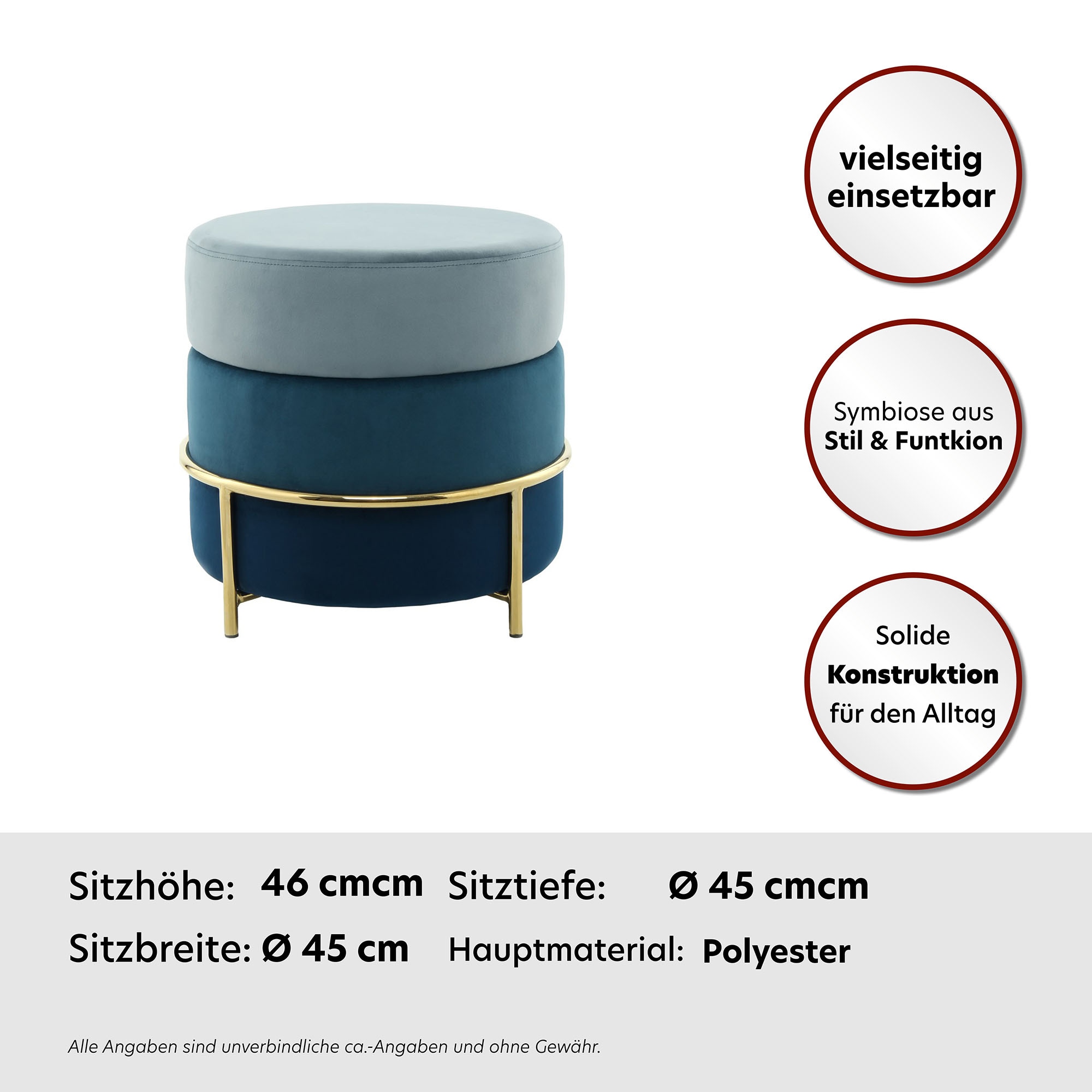 Kayoom Sitzhocker »Hocker Matilda 125, Komfortable runde Form, Gemütlicher Design-Hocker«, (1 St.), samtweich, elegant, gepolstert, grosse Sitzfläche