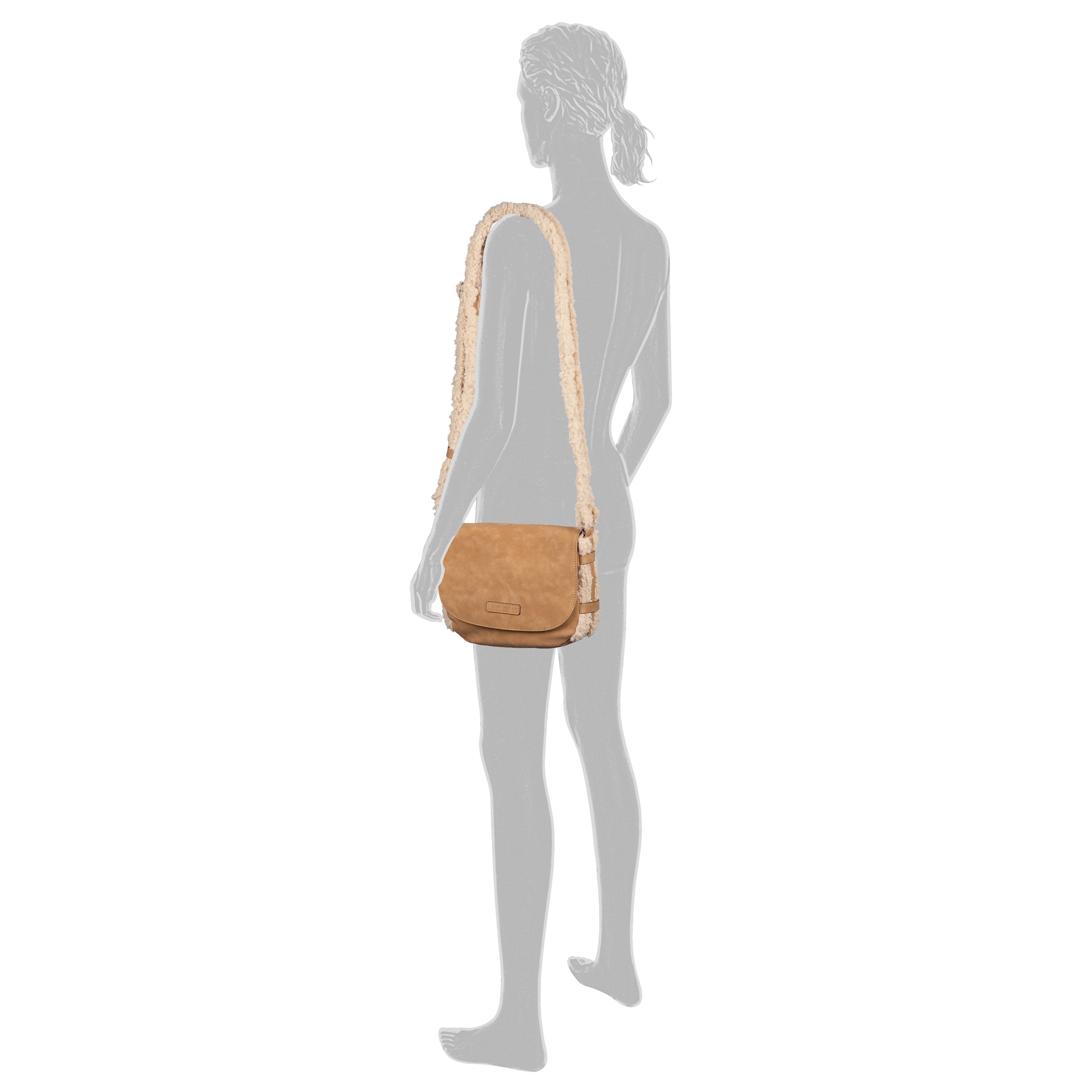 TOM TAILOR Sac à bandoulière »Neela« Sac à bandoulière pour femmes, look frais avec garniture en fausse fourrure douillette