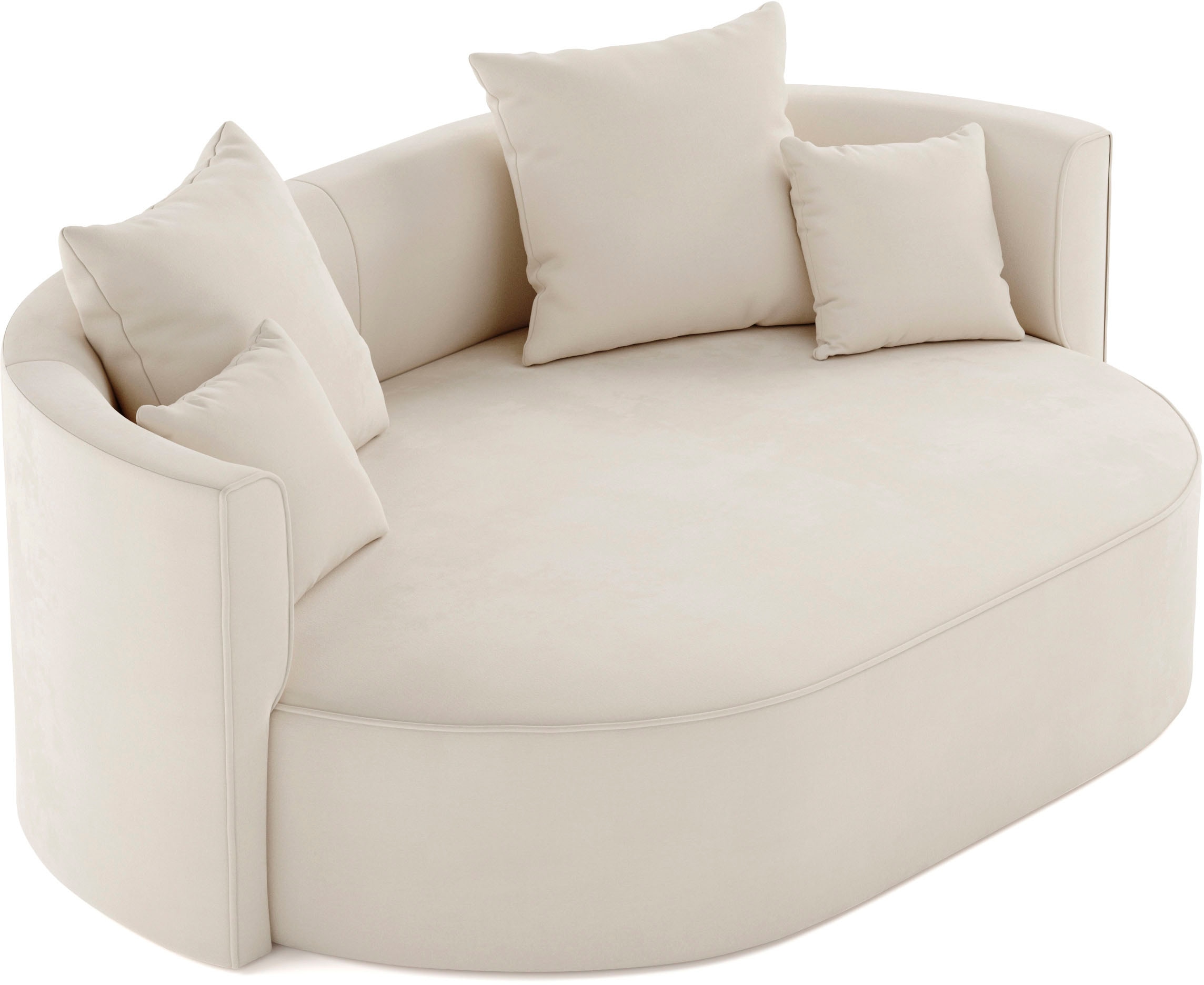 LeGer Home by Lena Gercke 2,5-Sitzer »ISALIE, rundes Loungesofa, mit Kissen, perfekt gepolstert«, moderne Stoffe, mit 4 Zierkissen, extra grosse Sitzfläche