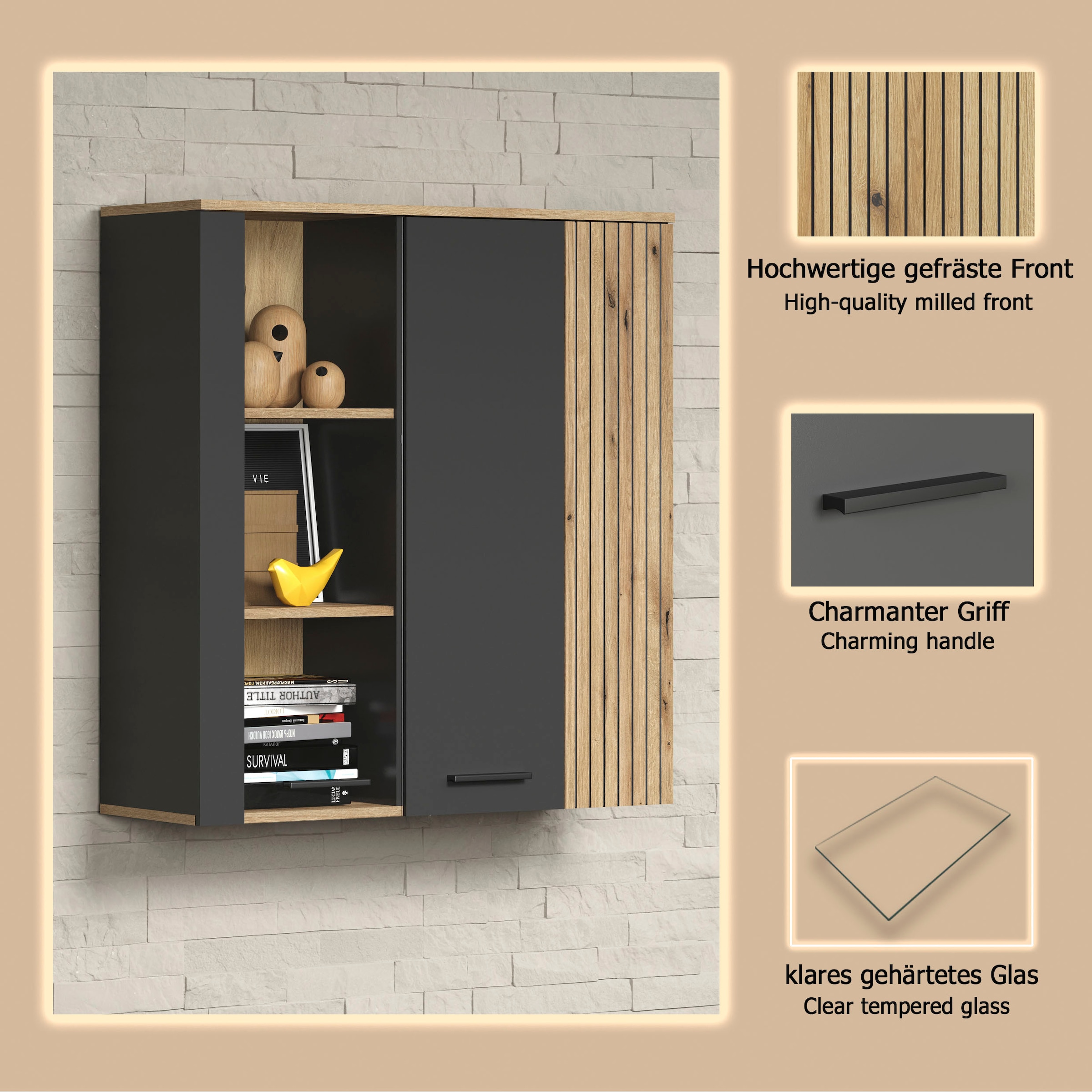 INOSIGN Vitrine suspendue »Estepona« 1 cuis tlg. Tür mit Akustikpaneel-Look