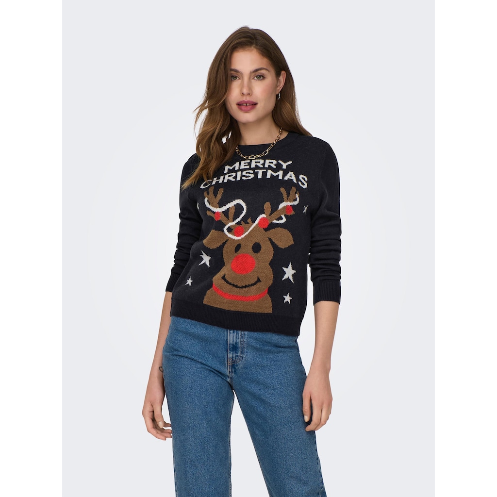 ONLY Weihnachtspullover »ONLXMAS DEER LS O-NECK BOX KNT«