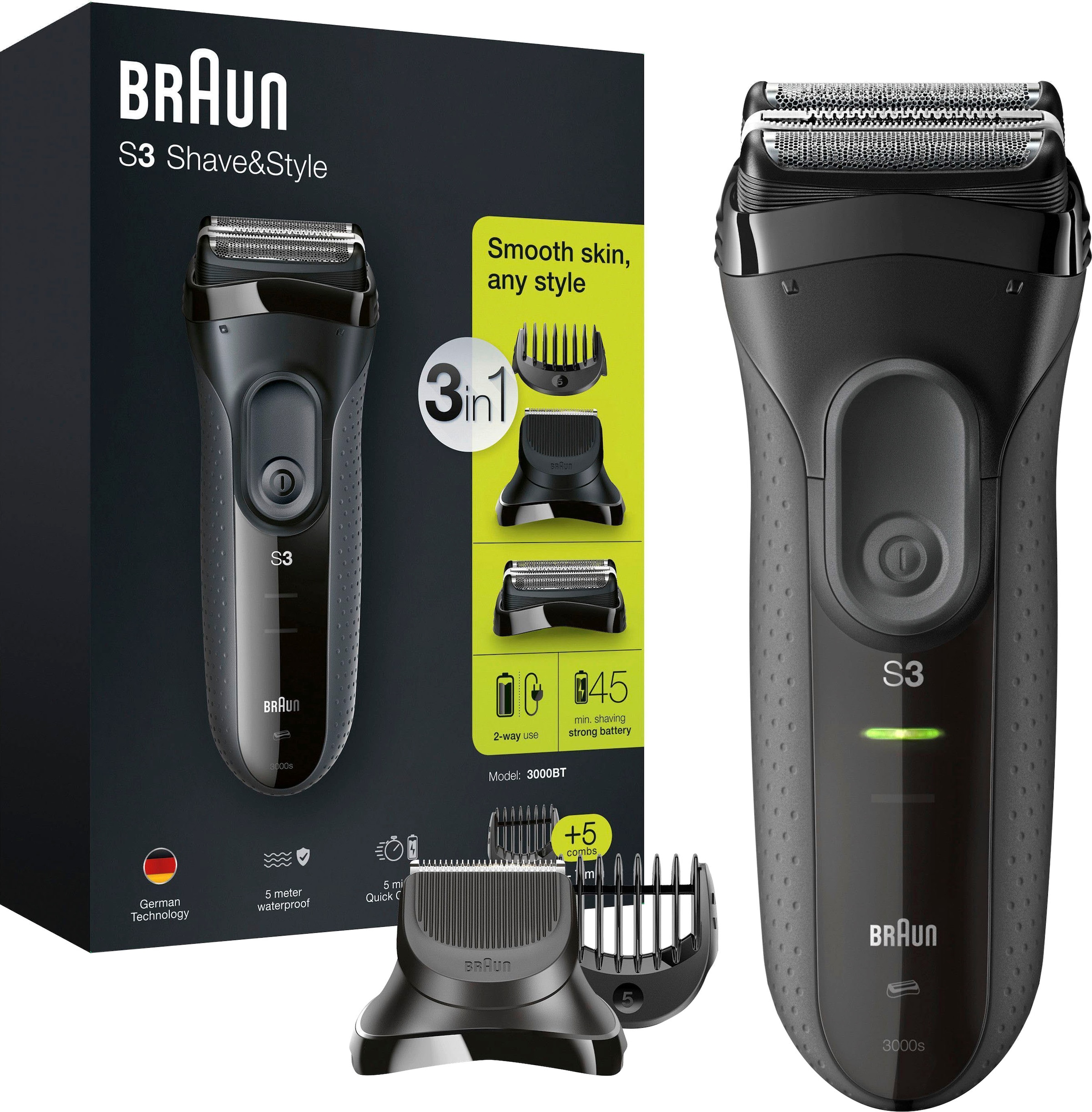 Wet&Dry Braun ♕ »Series 3000BT«, Elektrorasierer 3 Shave&Style versandkostenfrei auf