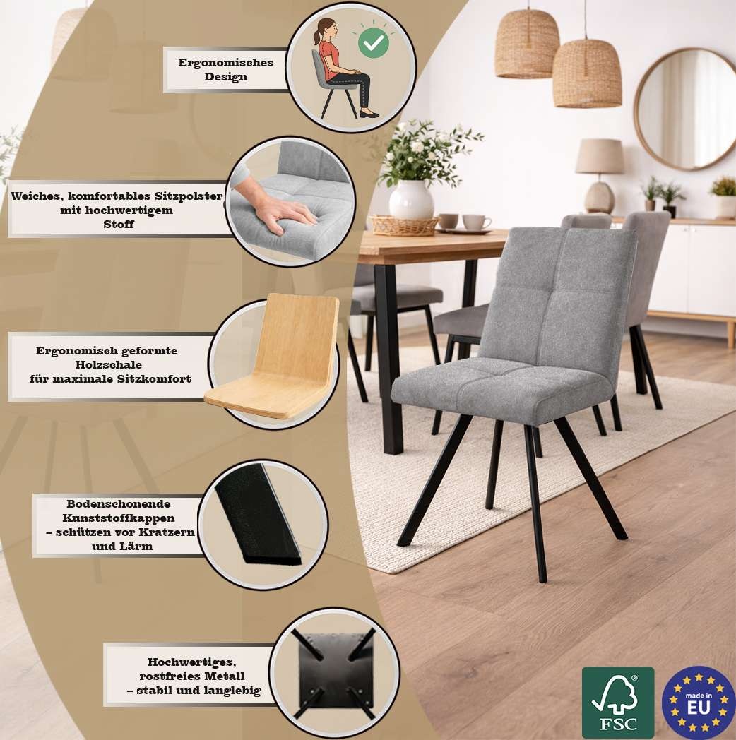 Home affaire 1100000002199 »Mia Essecke, Sitzgruppe, Eckbankgruppe, Küchenbankgruppe« Set, 4er, 4 tlg. Eckbank mit Wellenfederung; Tisch in Eiche massiv