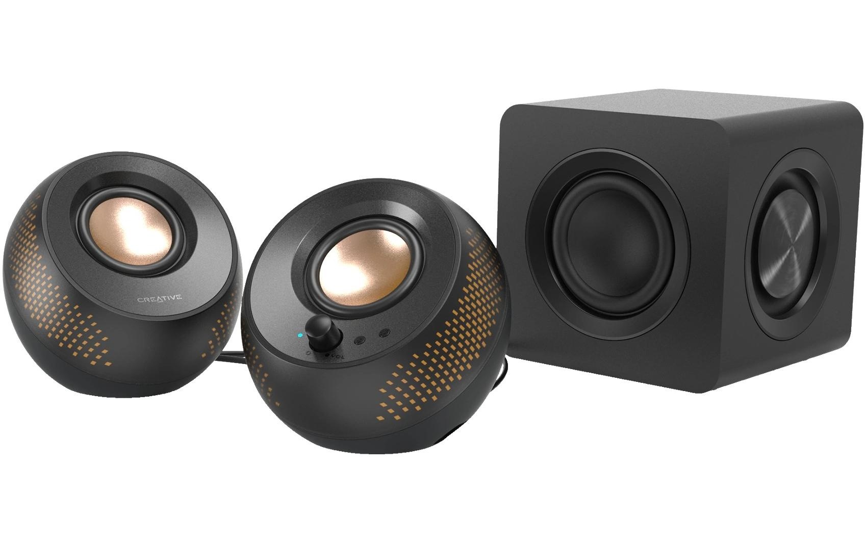 Creative PC-Lautsprecher »Pebble X Plus 2.1 USB-C Lautsprecher, Bluetooth 5.3, RGB-Beleuchtung« ( ) kabelloses Streaming, Computerlautsprecher mit Subwoofer