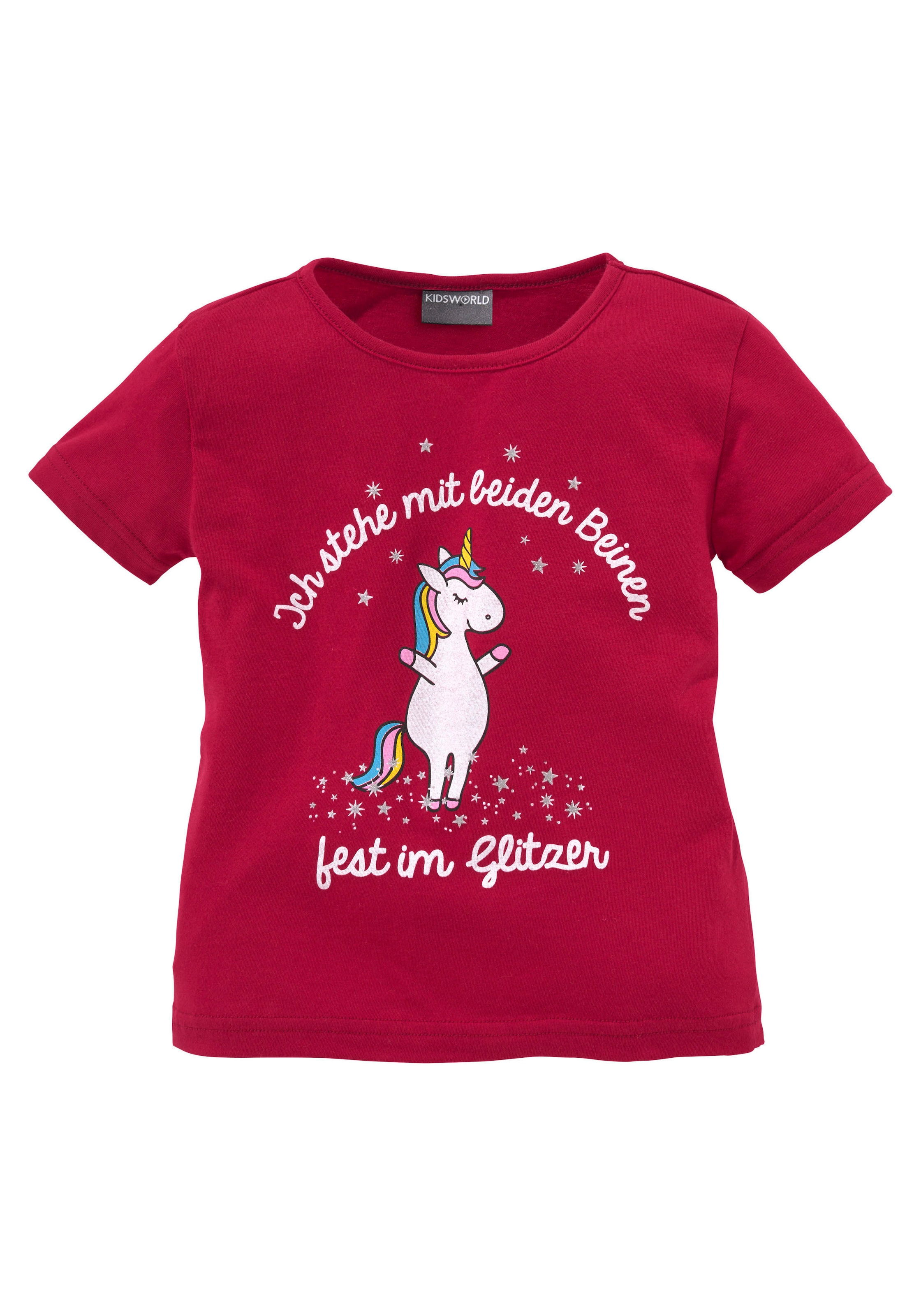 KIDSWORLD T-Shirt »für kleine Mädchen«, Druck "Einhorn" mit Glitzereffekten