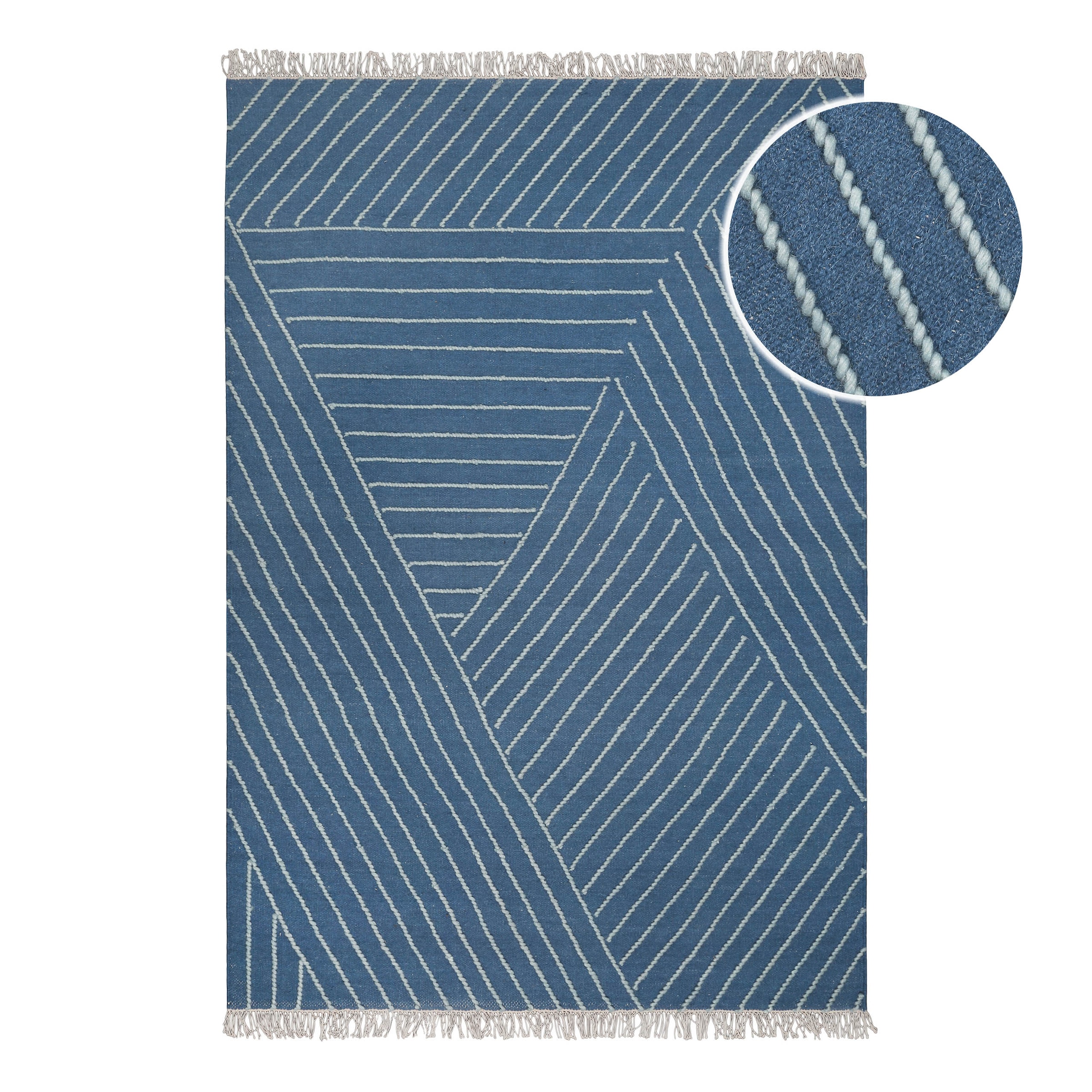 Image of Wecon home Teppich "Ocean Lines" rechteckig 11 mm Höhe handgewebt, robust, strapazierfähig, skandinavisch, Naturfaser
