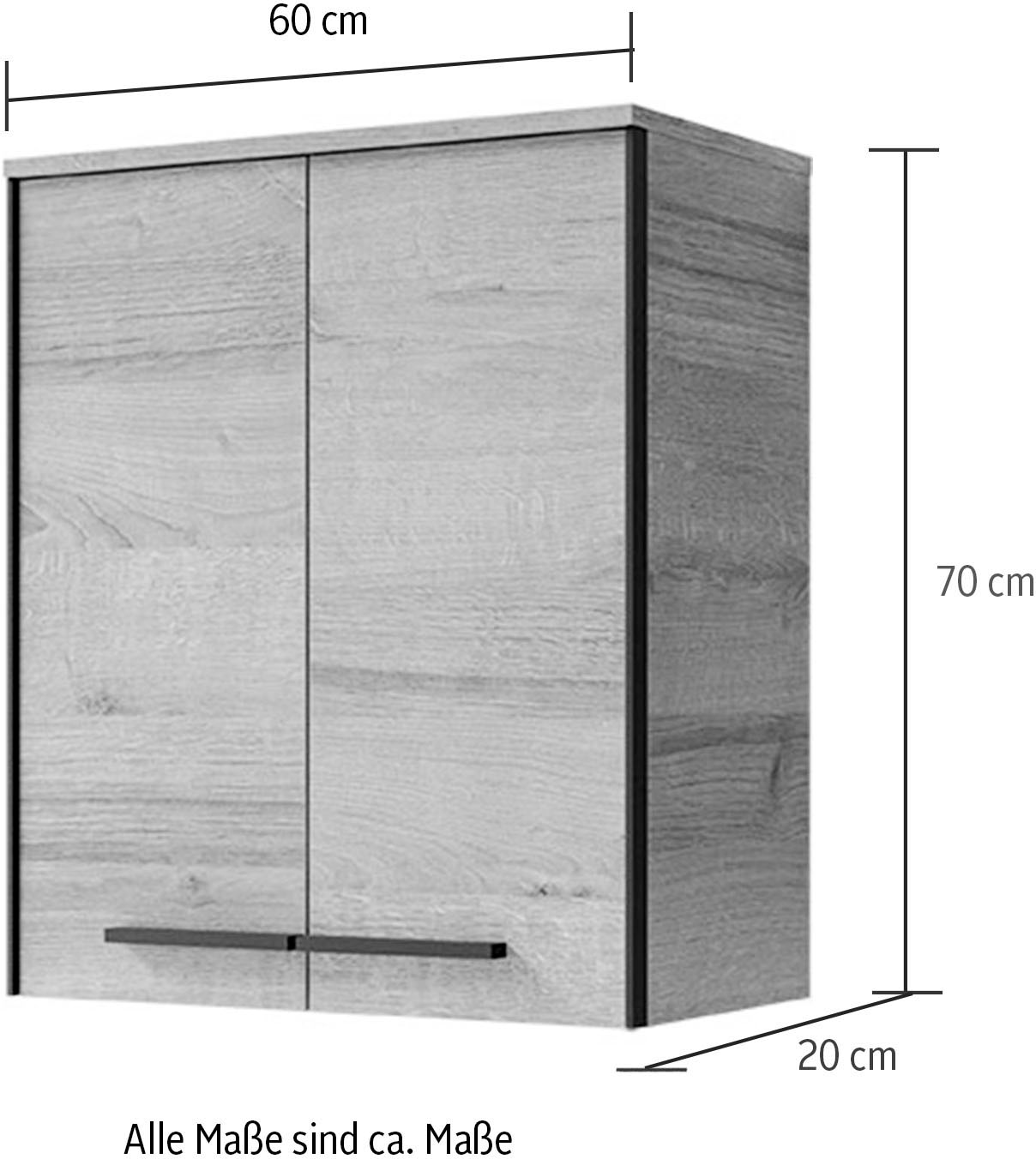 Saphir Hängeschrank »Quickset 395 Badschrank 60,4 cm breit mit 2 Türen und 2 Einlegeböden« Badezimmer-Hängeschrank inkl. Türdämpfer, Griffe in Schwarz