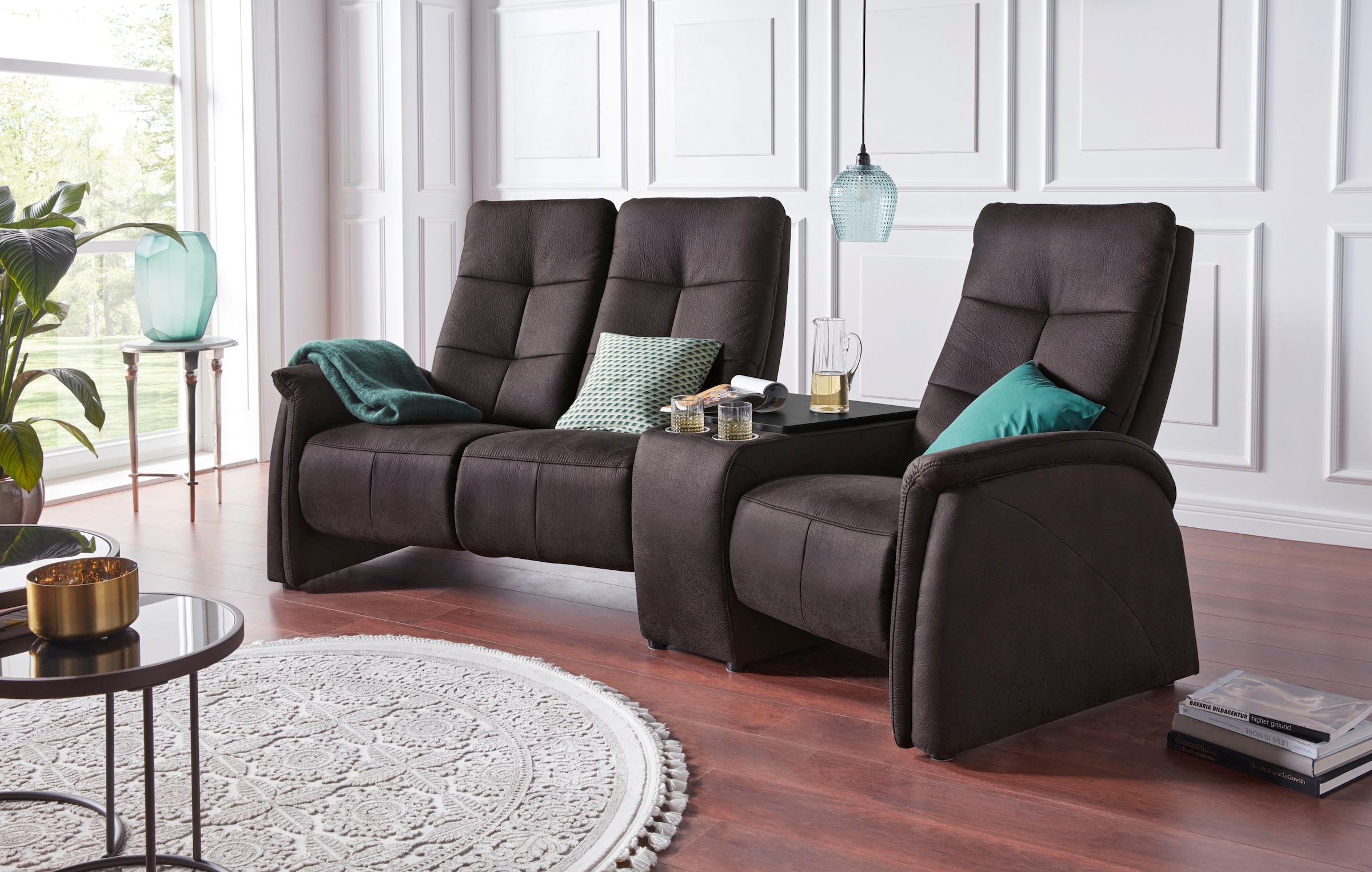 exxpo - sofa fashion 3-Sitzer »Tivoli, Kinosofa mit Relaxfunktion, mit Ablagetisch und Stauraum«, bequem und komfortabel, hohe Rückenlehne