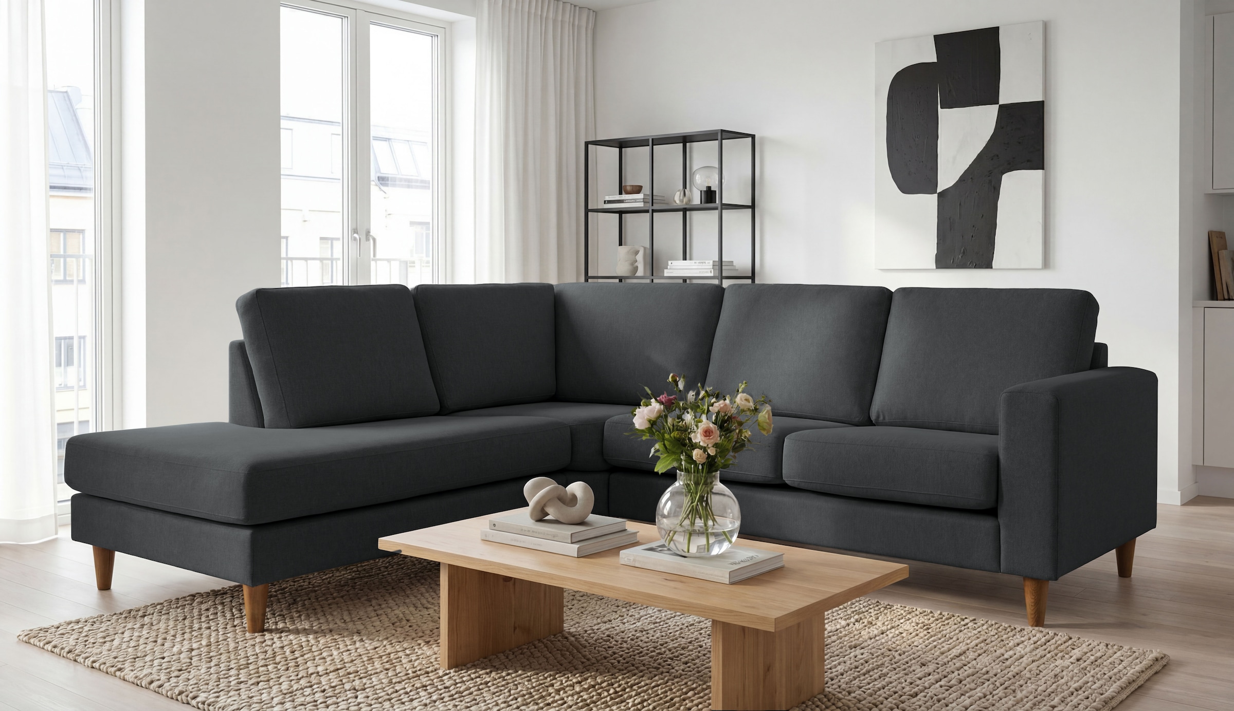 GOODproduct Ecksofa »Tvinno« im skandinavischen Stil, L-Form, mit Massivholzfüssen, Breite 230 cm
