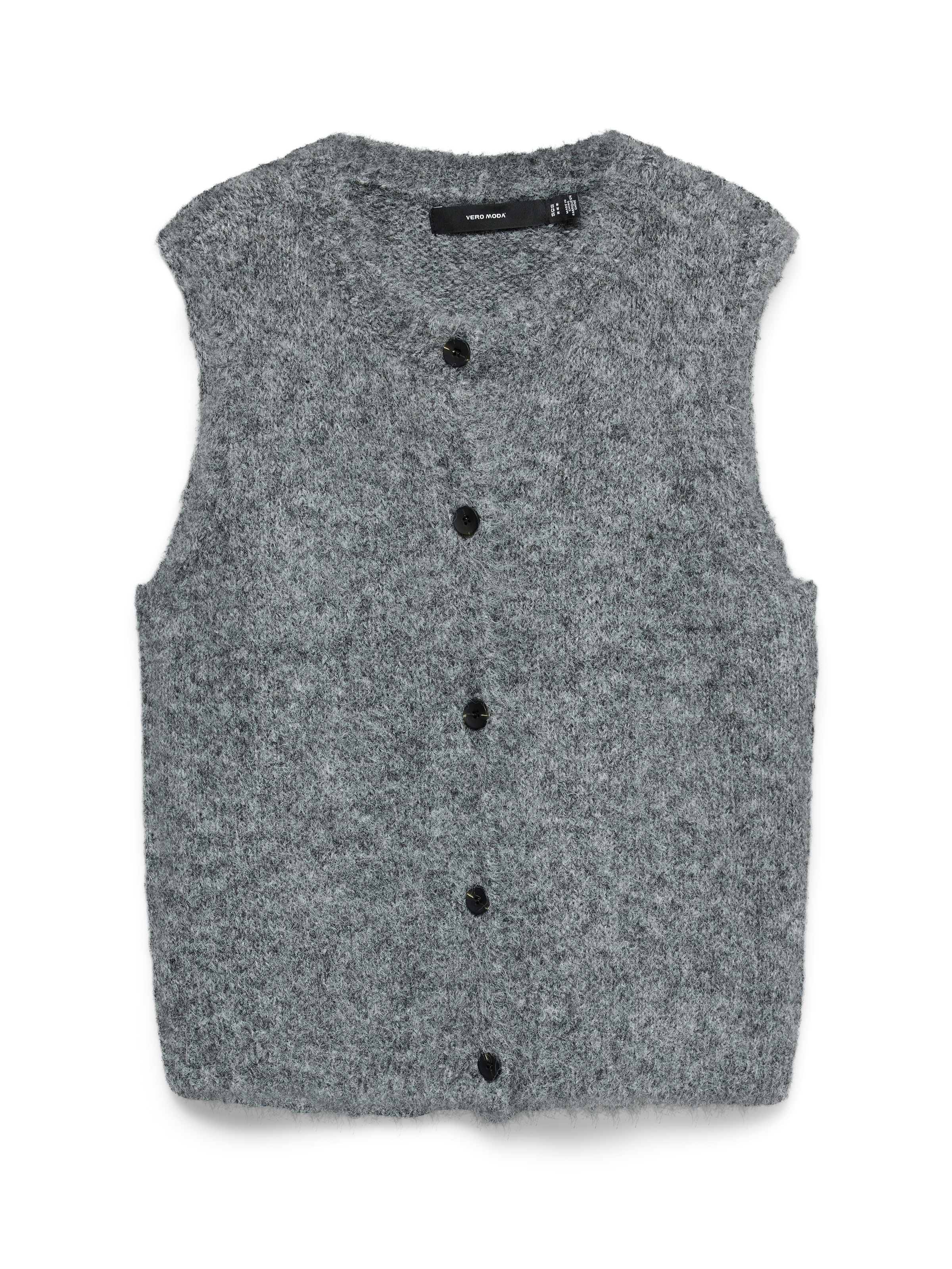 Vero Moda Gilet tricoté »VMNOVAH SL O-NECK BUTTON VEST NOOS« mélange de matières, coupe ample