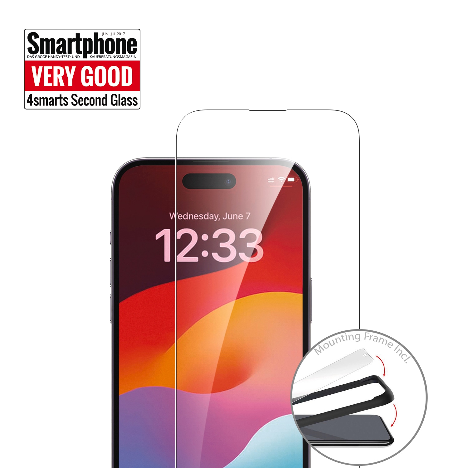 4smarts Displayschutzglas »Second Glass mit Montagerahmen«, für Apple iPhone 15