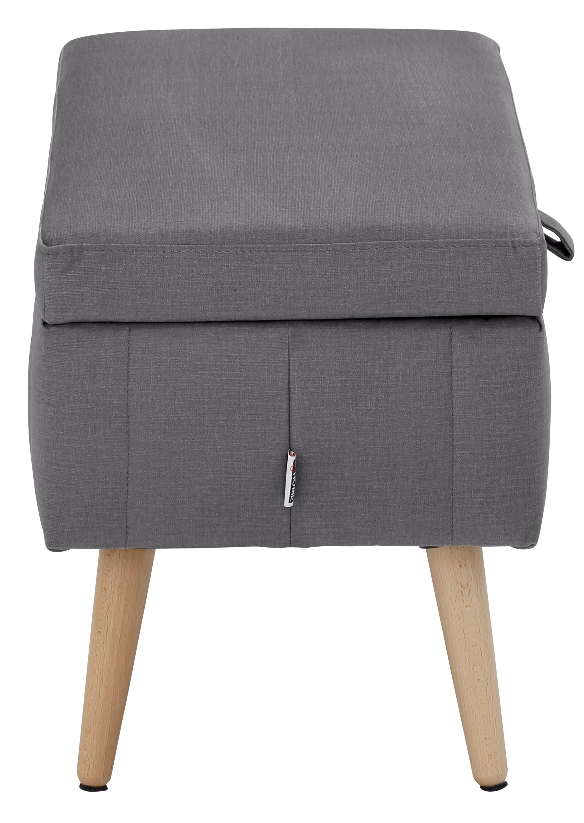 INOSIGN Truhenbank »AMIRA Sitzbank mit Stauraum, Masse B/T/H: 81/36/43 cm«, mit Staufach, in 3 Bezugsqualitäten mit feiner Steppung