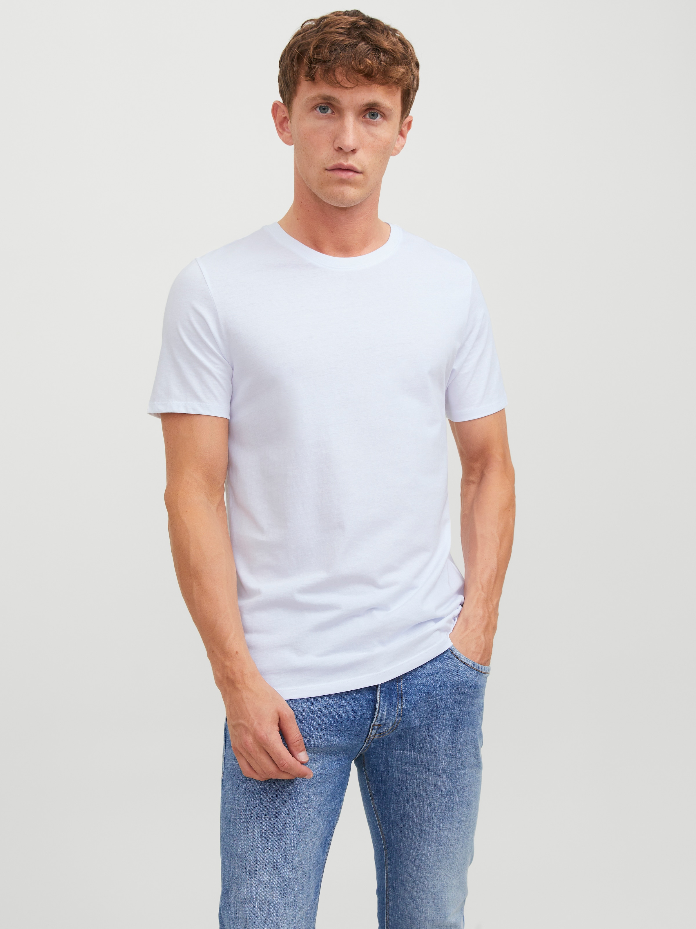 Jack & Jones T-shirt »JACBASIC mit Rippbündchen und angenehmem Tragekomfort« ,  uni, tendance, coupe regular, coton, col rond