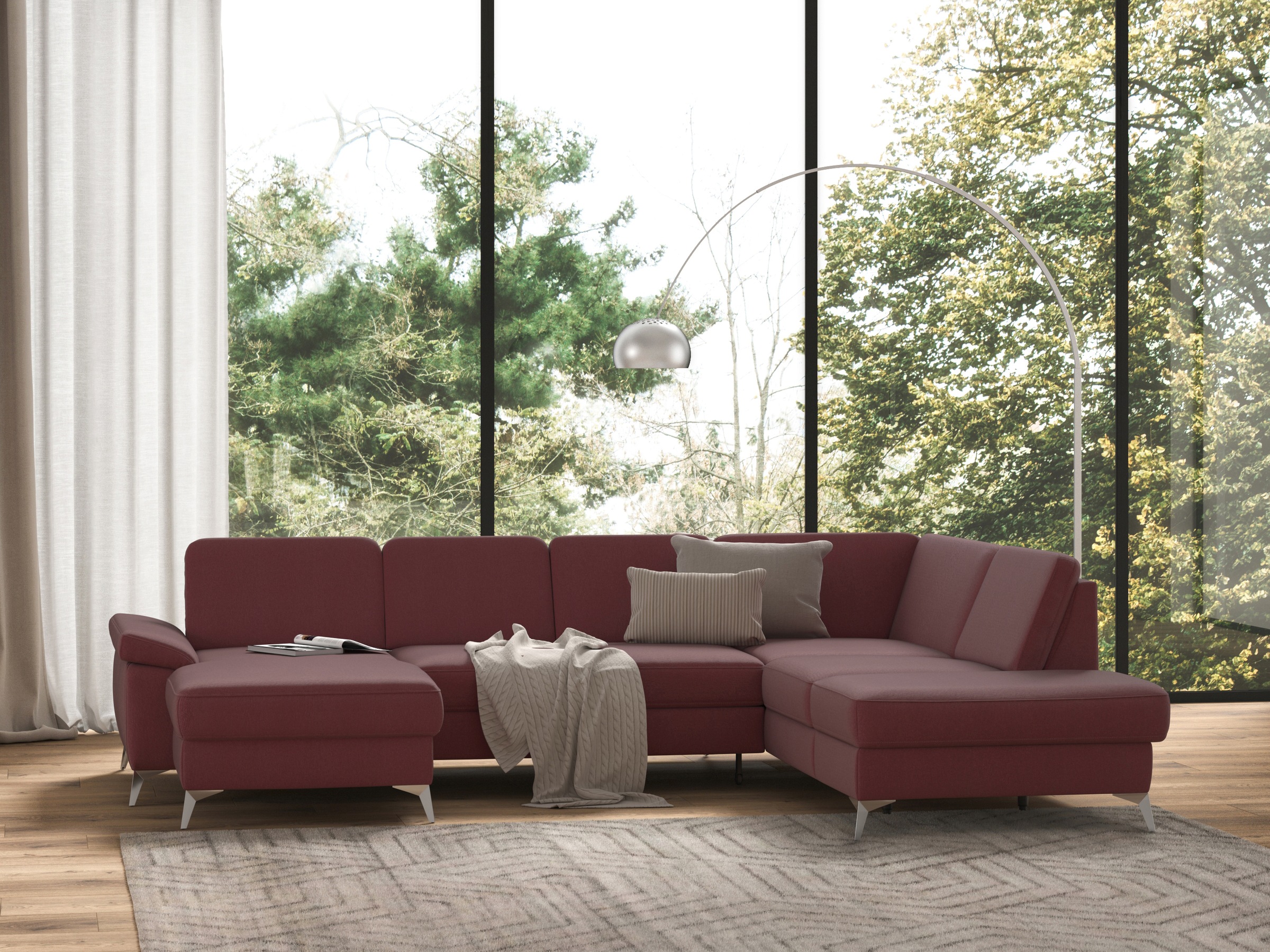 sit&more Wohnlandschaft »Padua U-Form«, inklusive Sitztiefenverstellung, Armteilfunktion und Federkern