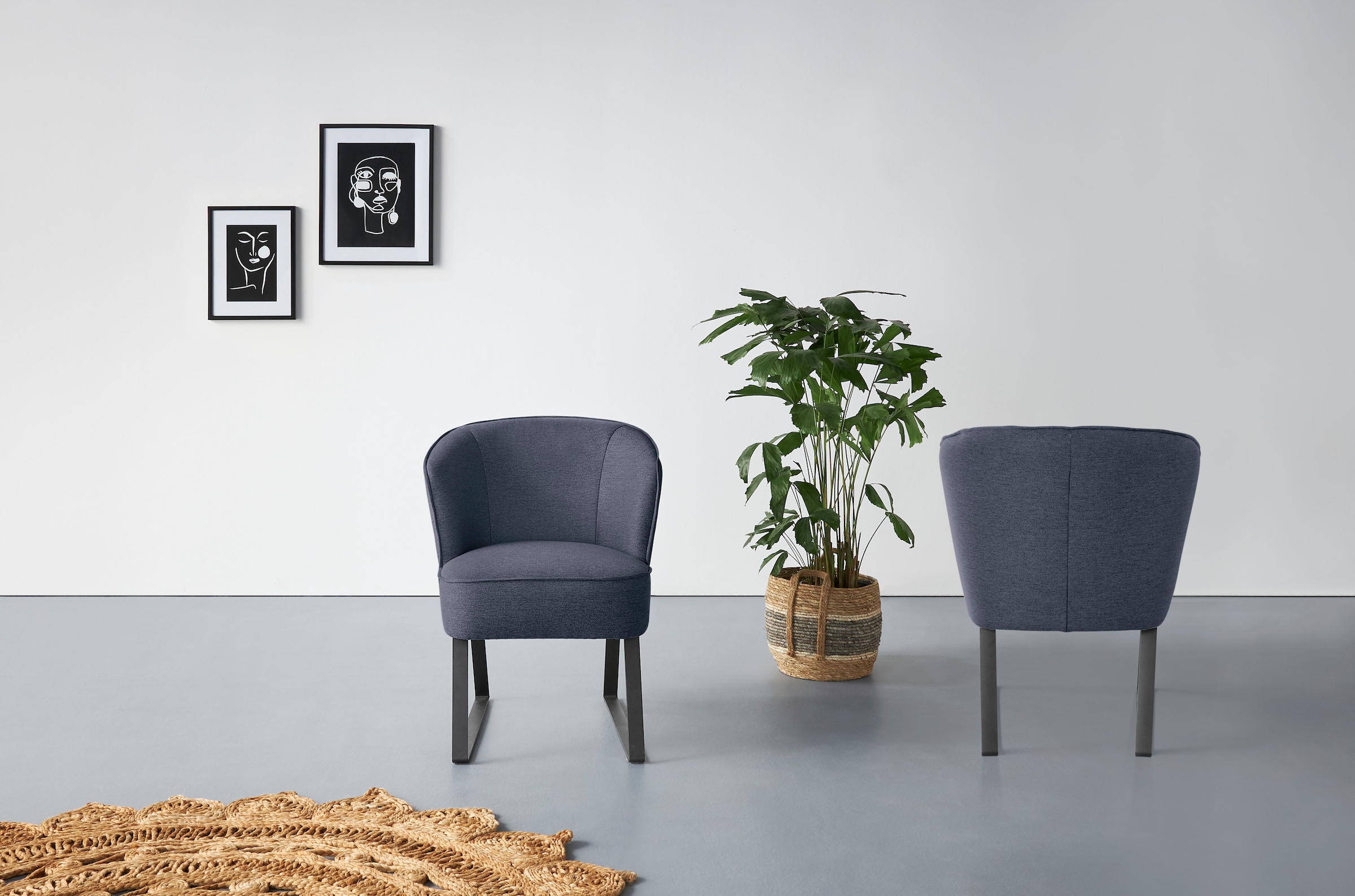 exxpo - sofa fashion Sessel »Americano, Loungesessel«, mit Keder und Metallfüssen, Bezug in verschiedenen Qualitäten, 1 Stck.