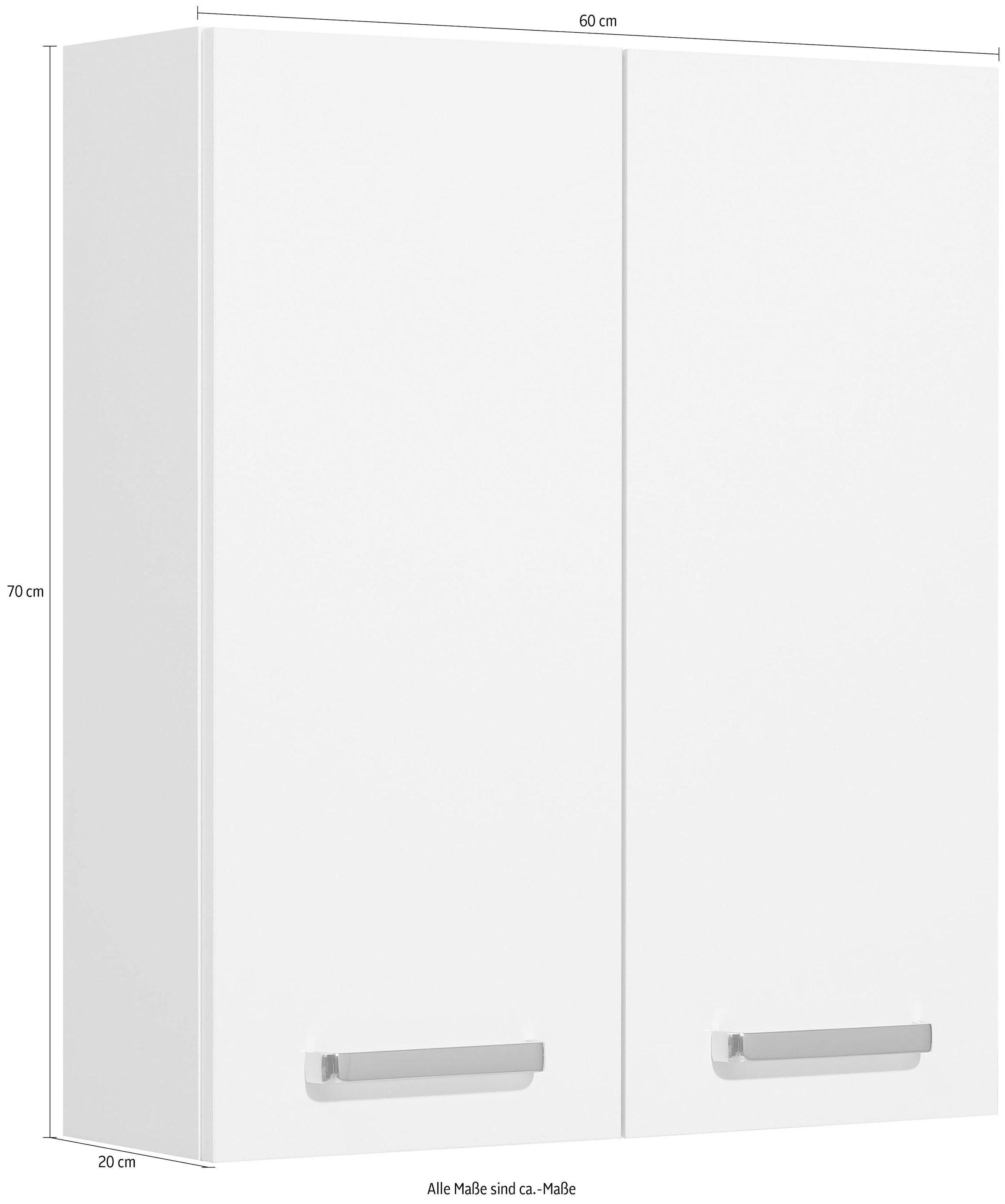 Saphir Armoire suspendue »Quickset Wand-Badschrank 60 cm breit mit 2 Türen und 2 Einlegeböden« armoire suspendue de salle de bain avec amortisseur de porte, poignées chromées brillantes