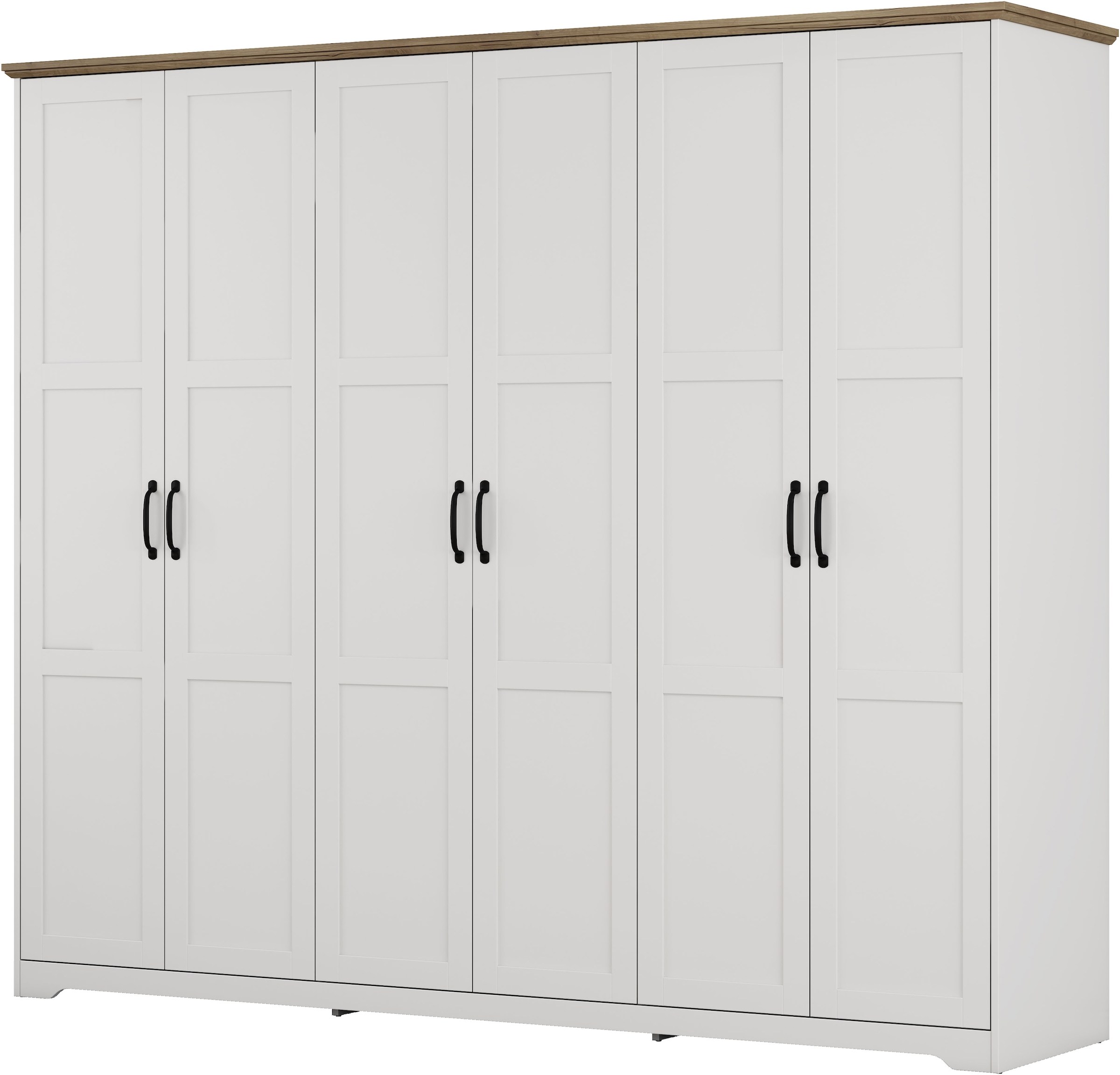 GOODproduct Kleiderschrank »Emmilia Schrank Schlafzimmerschrank im Landhaus Design« Mit vielen Einlegeböden und Softclose,  Landhaus Schrank mit  6 Türen Breite 226,5cm Höhe 2m