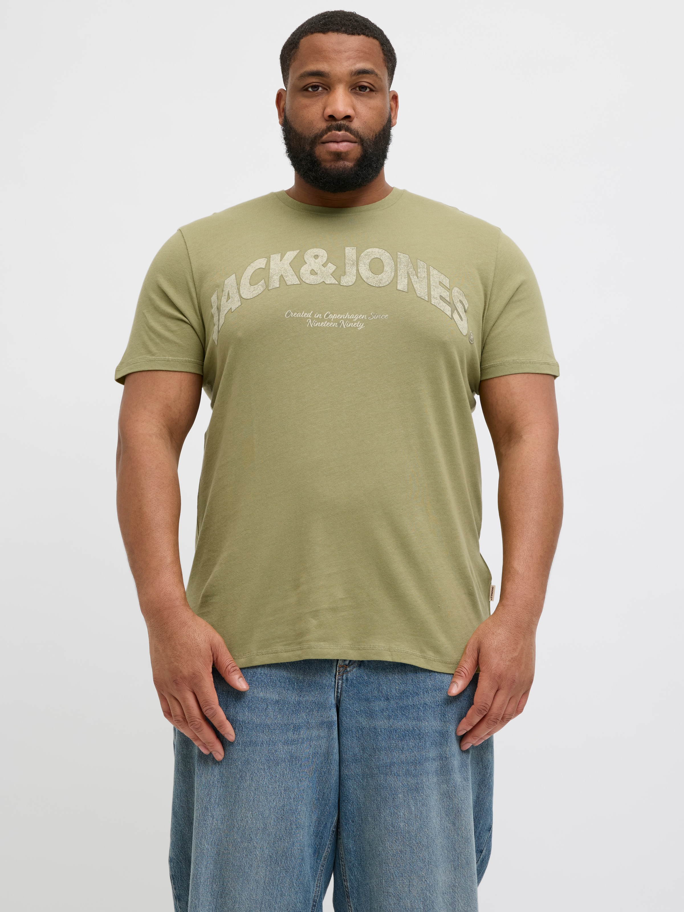 Image of Jack & Jones PlusSize Print-Shirt "JORALMERIA BOLD BRANDING TEE SS CN PLS" mit Logo Print