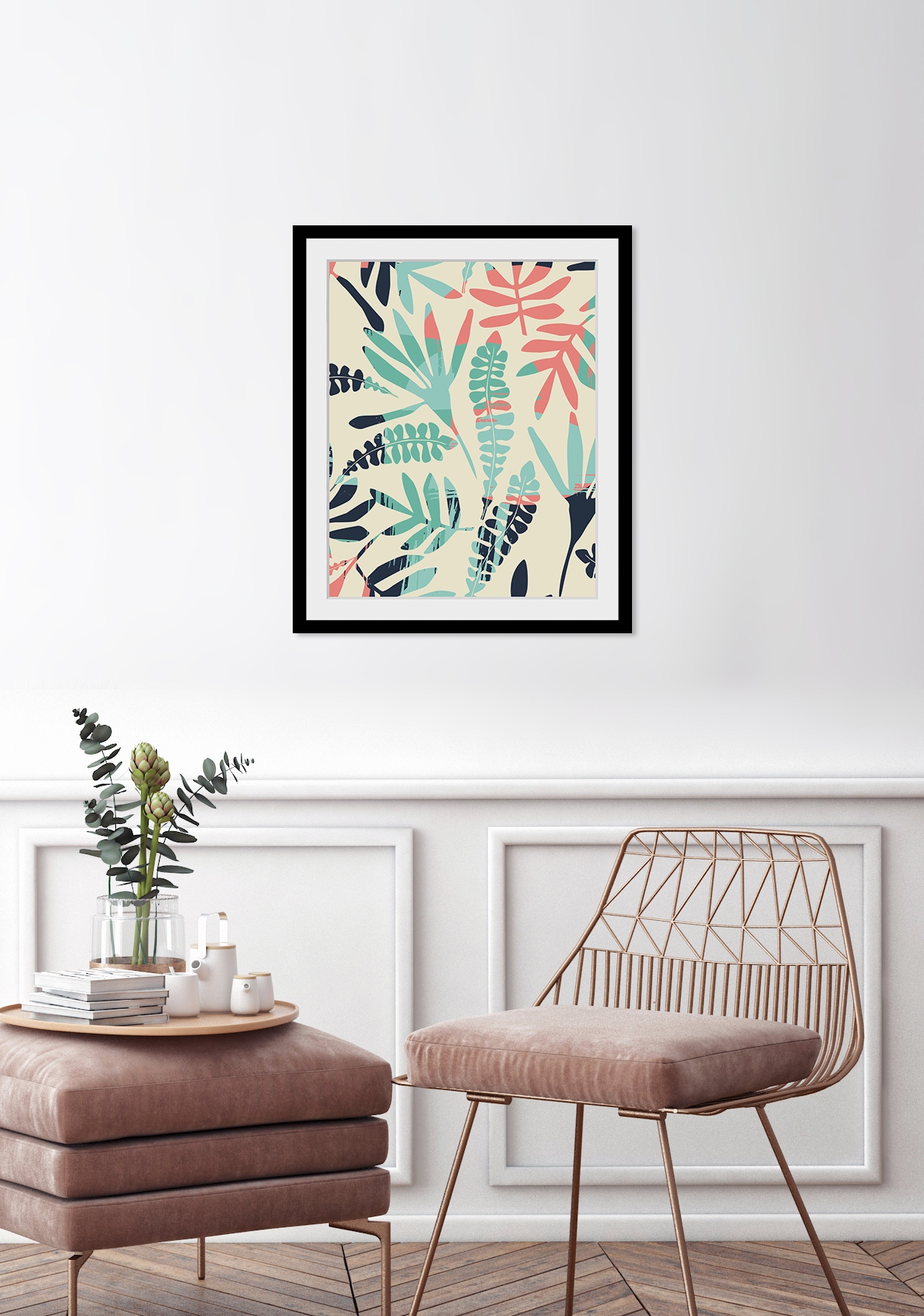 queence Bild »Danielle« Abstrakt | Blumen | Blumenbilder | Blätter | Figuren HD Premium Poster-Druck inkl. Holzrahmen