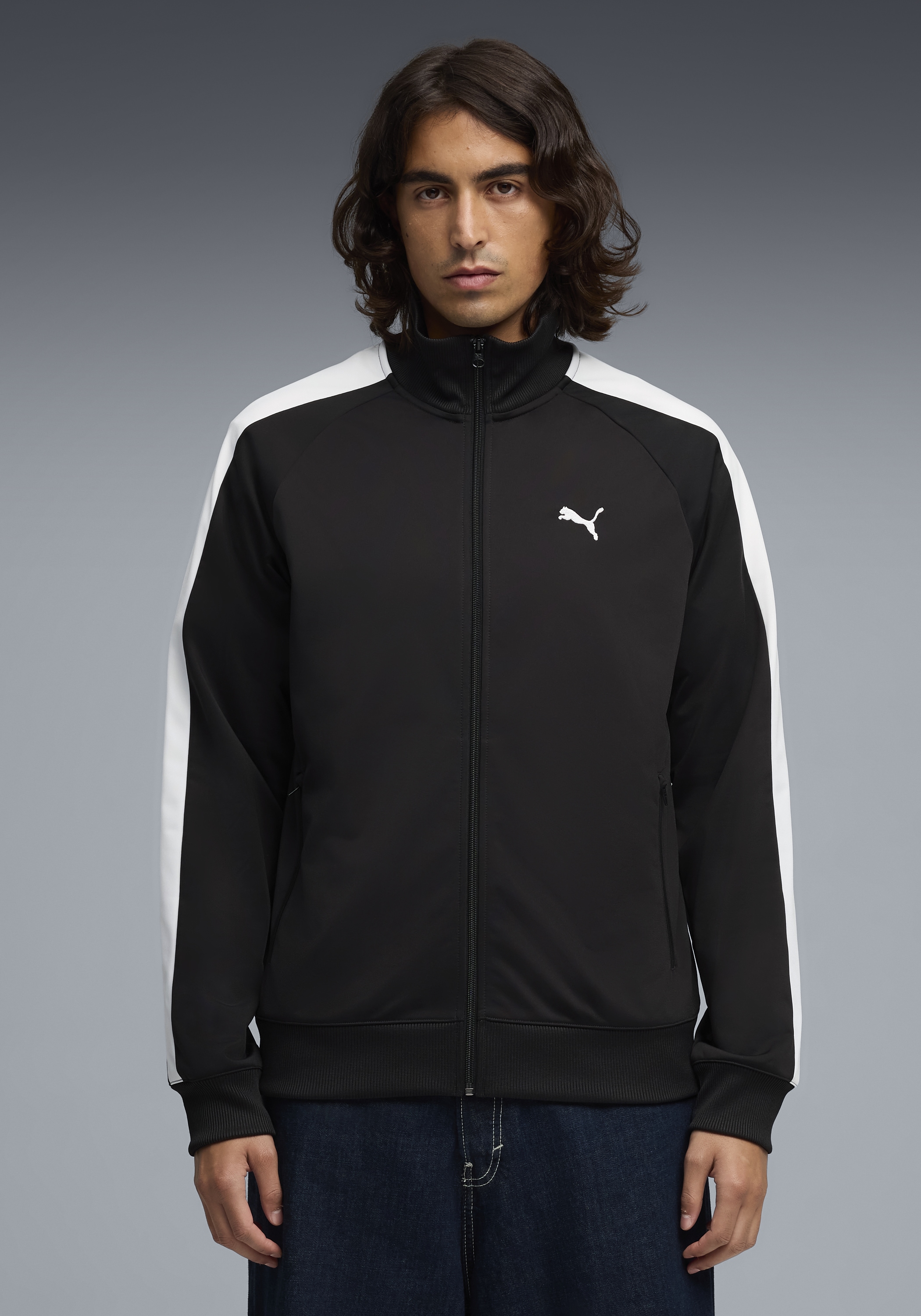 PUMA Veste d'entraînement »T7 FOUNDATION POLY TRACK JACKET« sans capuche col montant, poches zippées, Regular Fit