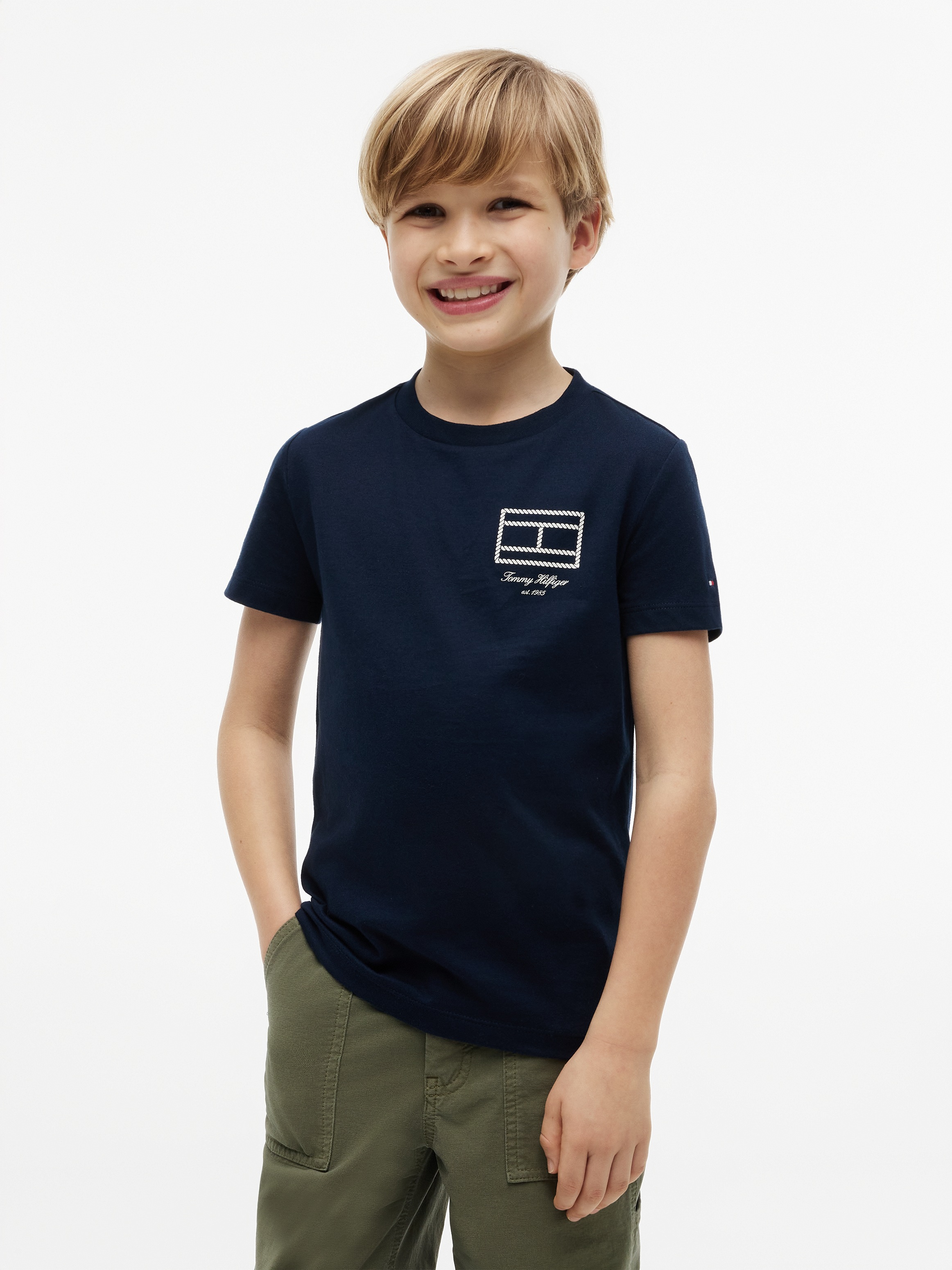 Image of Tommy Hilfiger T-Shirt Rundhalsausschnitt, Regula Fit, reine Baumwolle, Kinder bis 16 Jahre