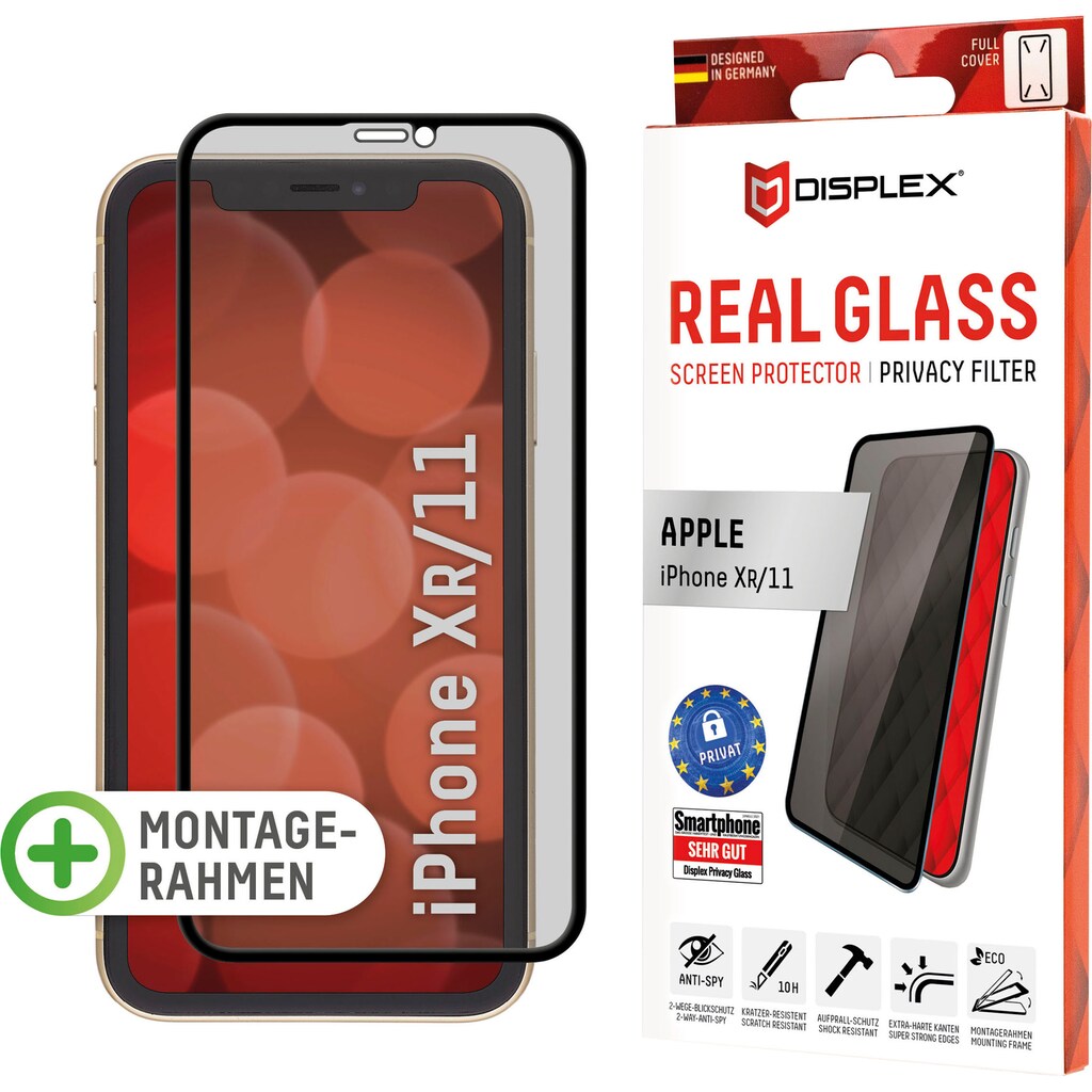 Displex Displayschutzfolie »DISPLEX Privacy Glass Panzerglas für Apple iPhone XR/11 (6,1")«, für iPhone XR/11