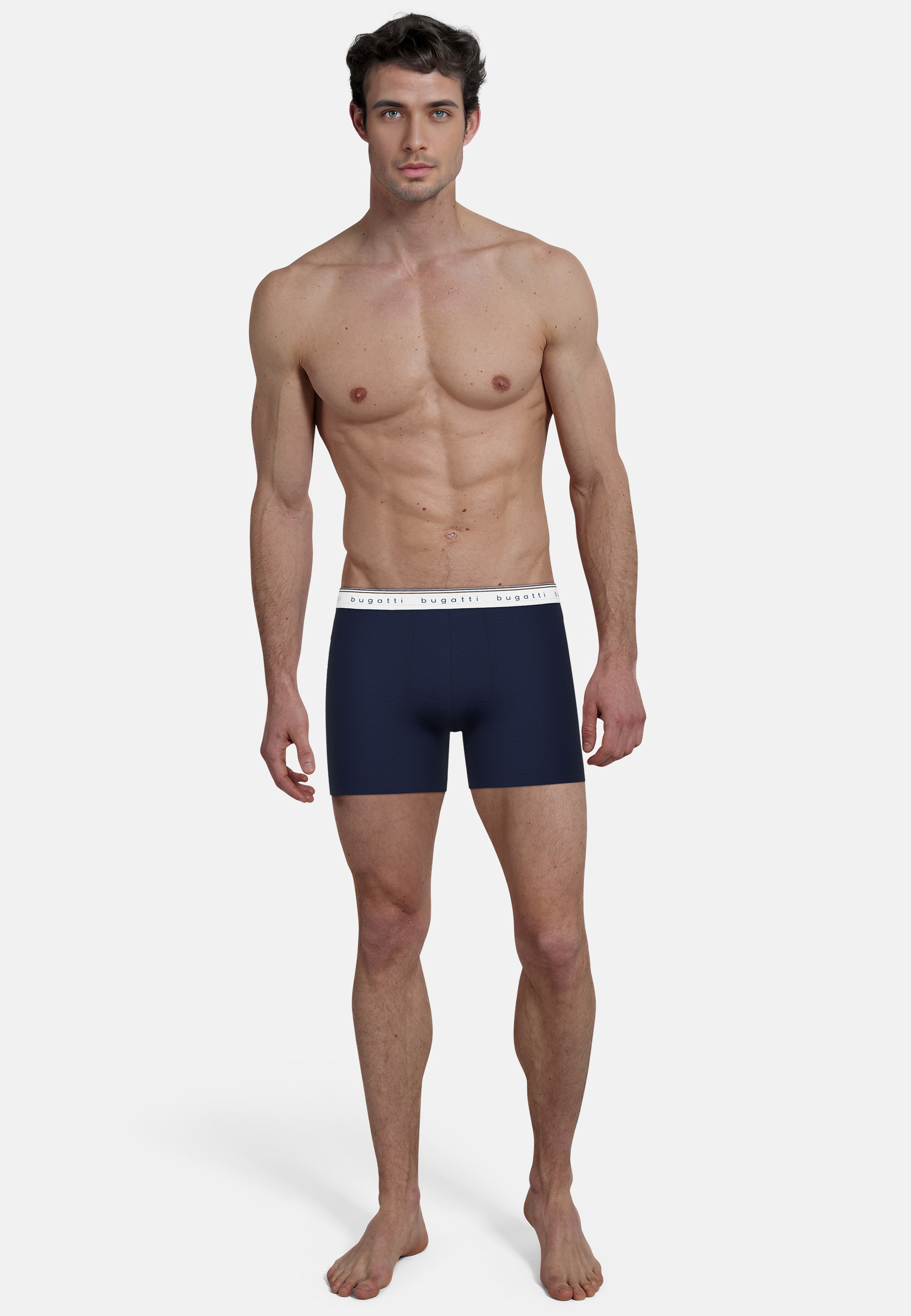 bugatti Boxershorts »Pisa« 3er Pack,  breiter Bund, mit Logo, atmungsaktiv, Baumwollmix, eng, basic