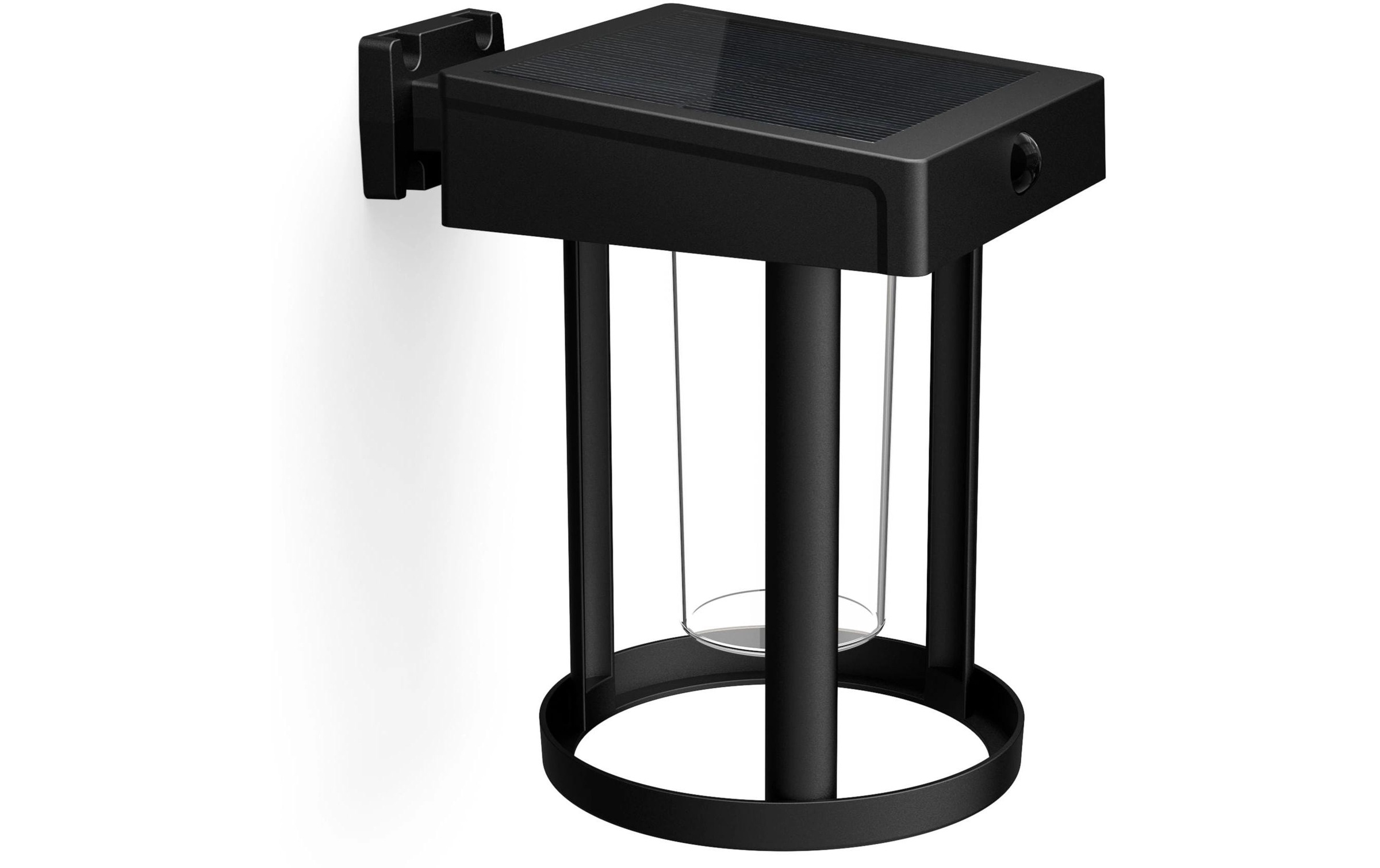 Image of Philips Aussen-Wandleuchte "Solar rund schwarz 3000K" Warmweiss