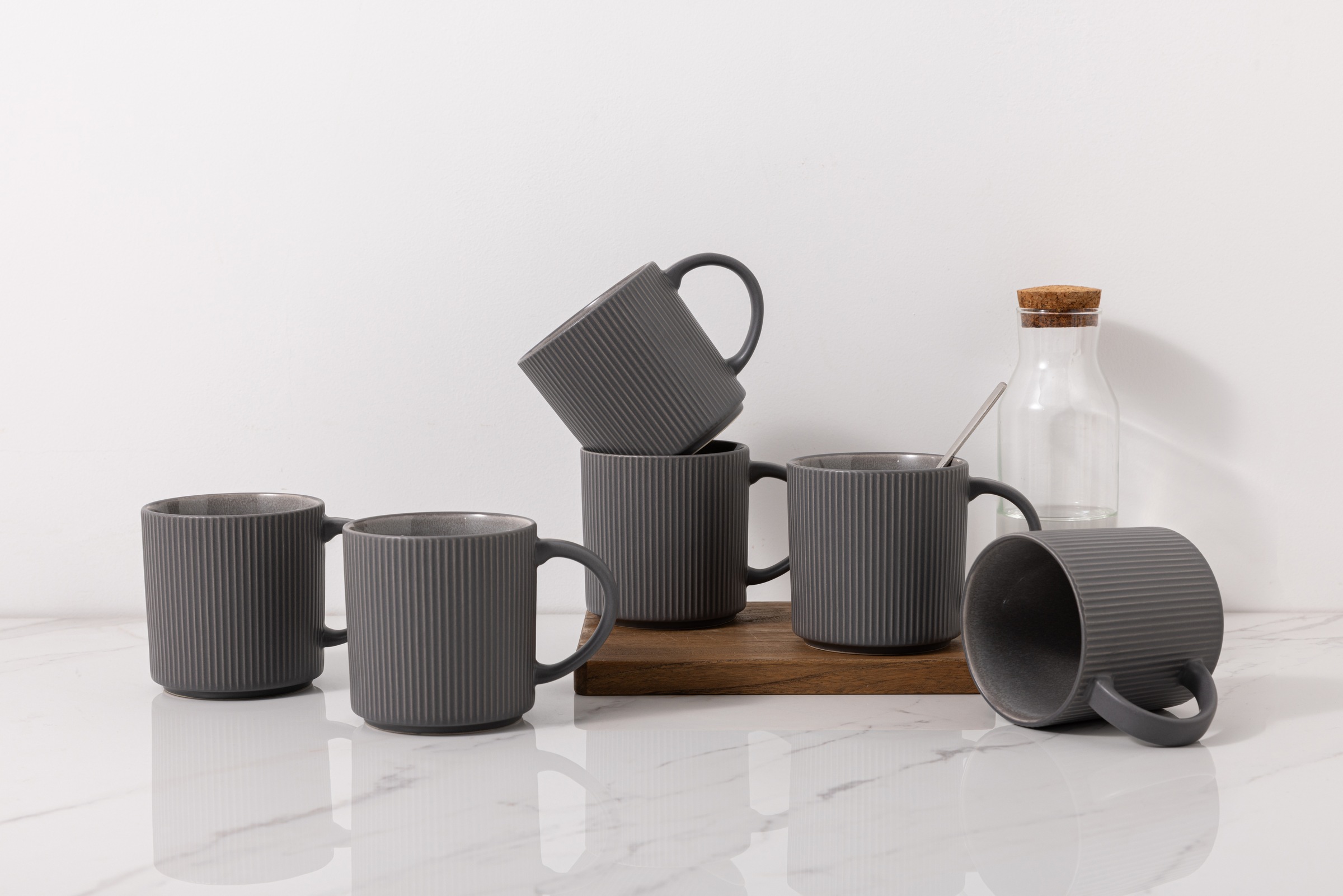 GOODproduct Becher »Kaffeebecher Ylvii, 6er Set« Riffeloptik, spülmaschinenfest und mikrowellengeeignet, 460 ml