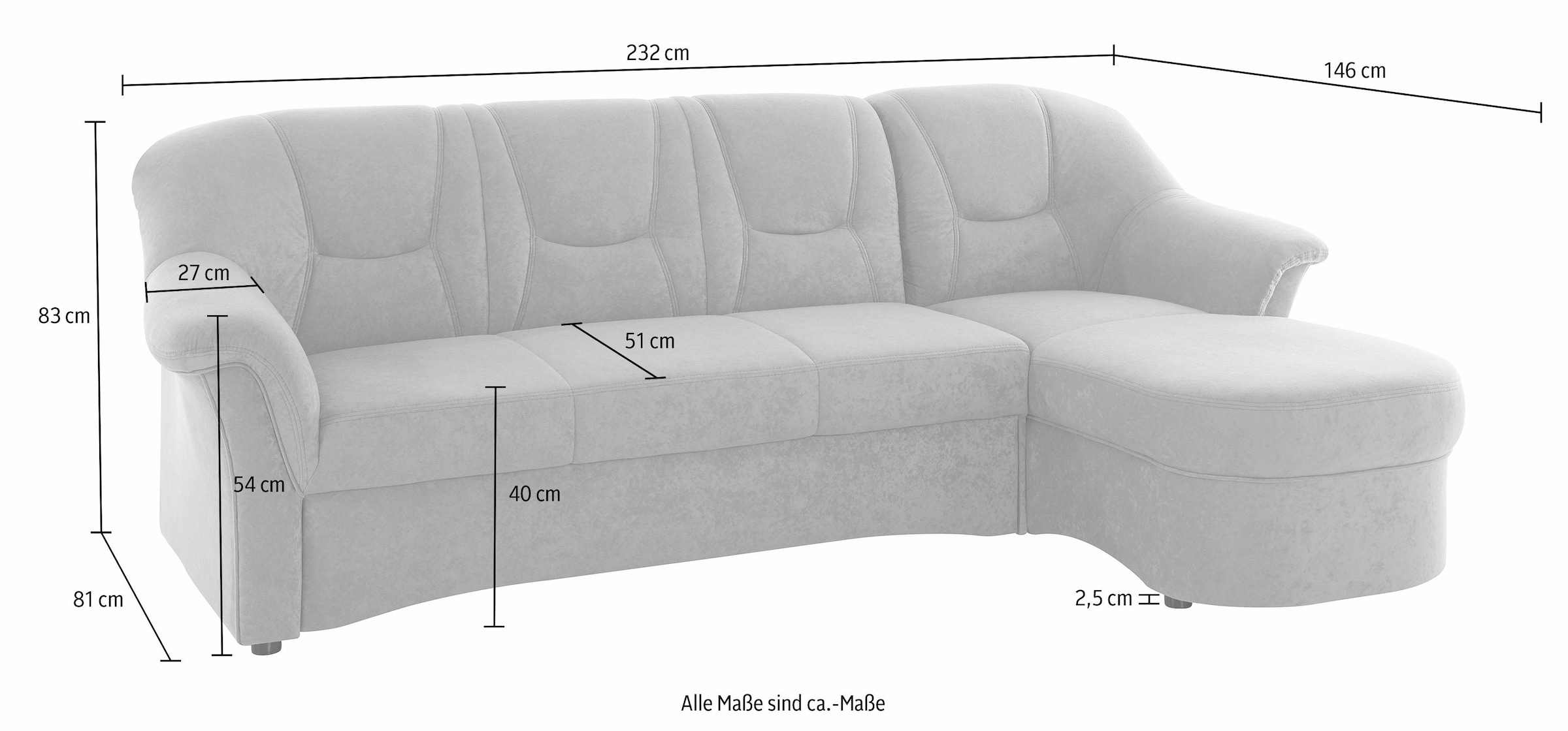 DOMO collection Ecksofa »Sarafina L-Form«, wahlweise mit Bettfunktion, optional mit Federkern