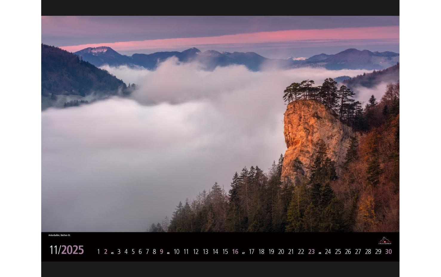 Wandkalender »Calendaria Light of Switzerland 2025«