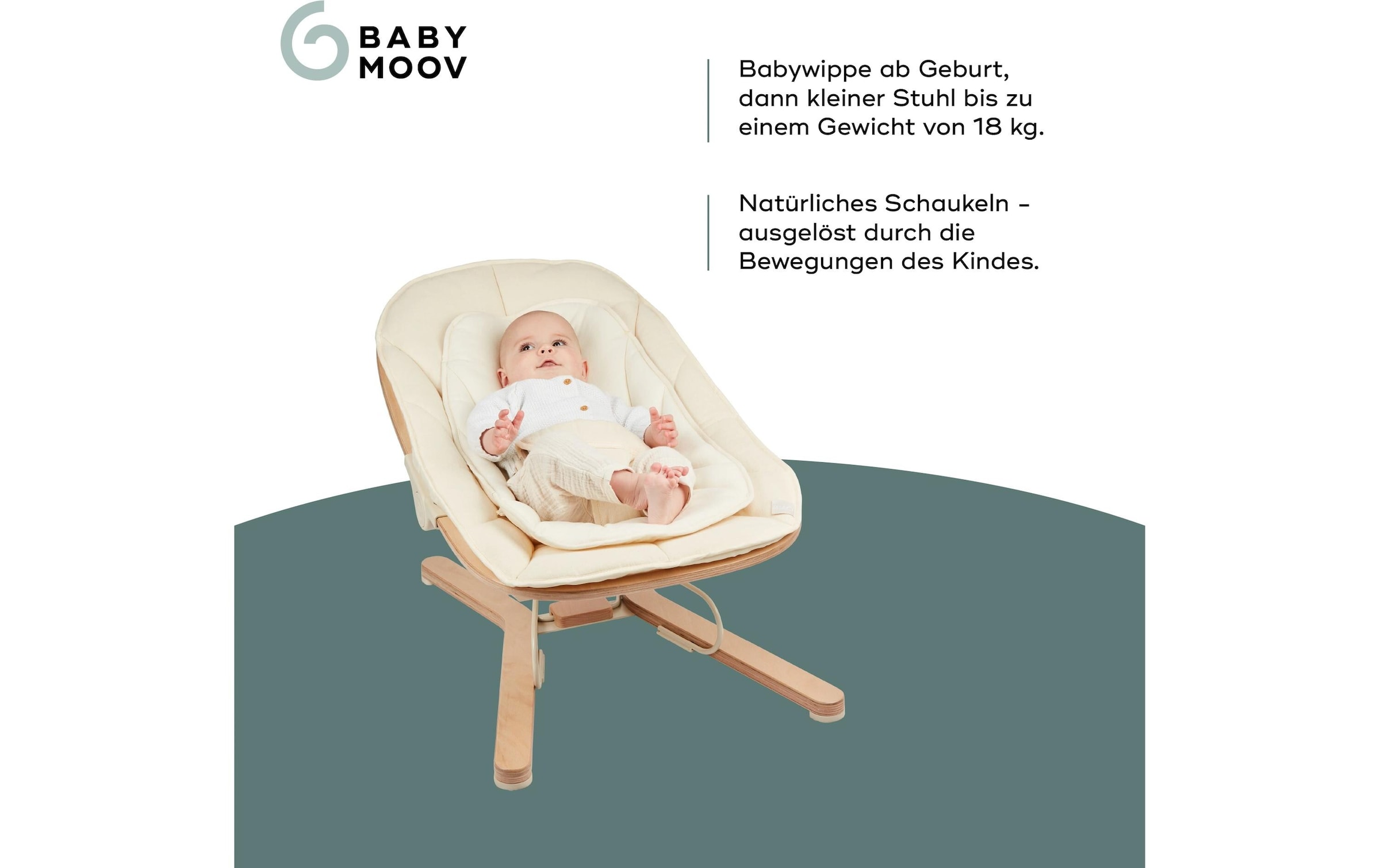 BABYMOOV Transat pour bébé »Swoon Flow« Mitwachsende Babywippe bis 18 kg