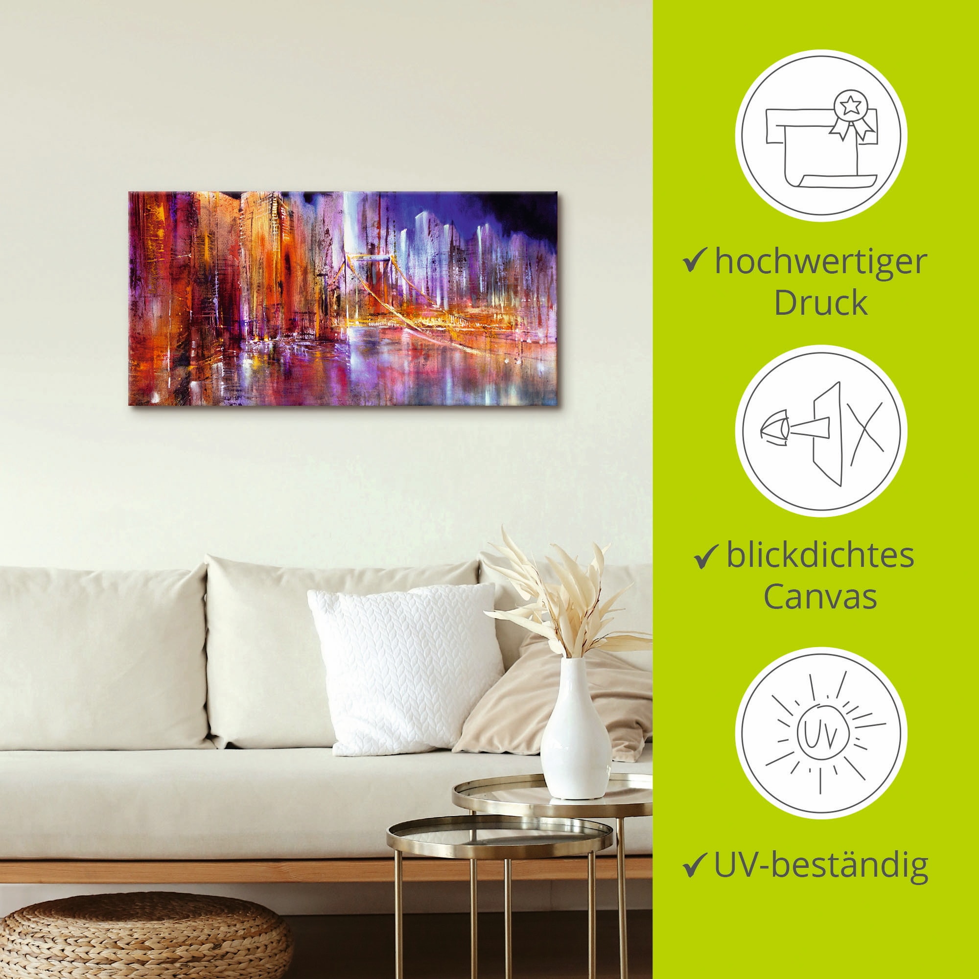 Artland Leinwandbild »Stadtansicht II« Brücken 1 Stk. tlg. auf Holzrahmen gespannt