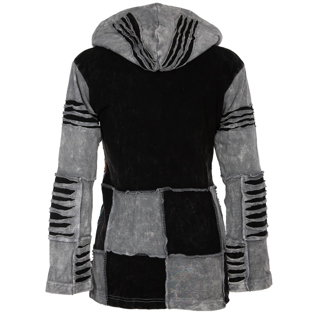 DEPROC Active Fleecejacke »Patchwork NUNAVUT FLOWER POWER LIGHT GRAY«