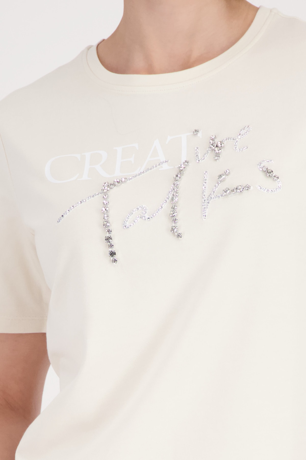 Monari T-shirt »Shirt Schmuckschrift« Regular fit mit Schmuckschrift