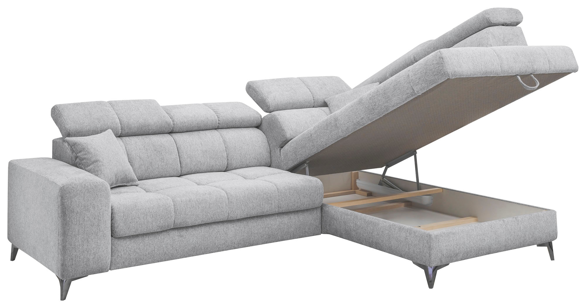 ED EXCITING DESIGN Ecksofa »Sydney L-Form« motorischer Sitztiefenverstellung, USB-Port & 2 Zierkissen